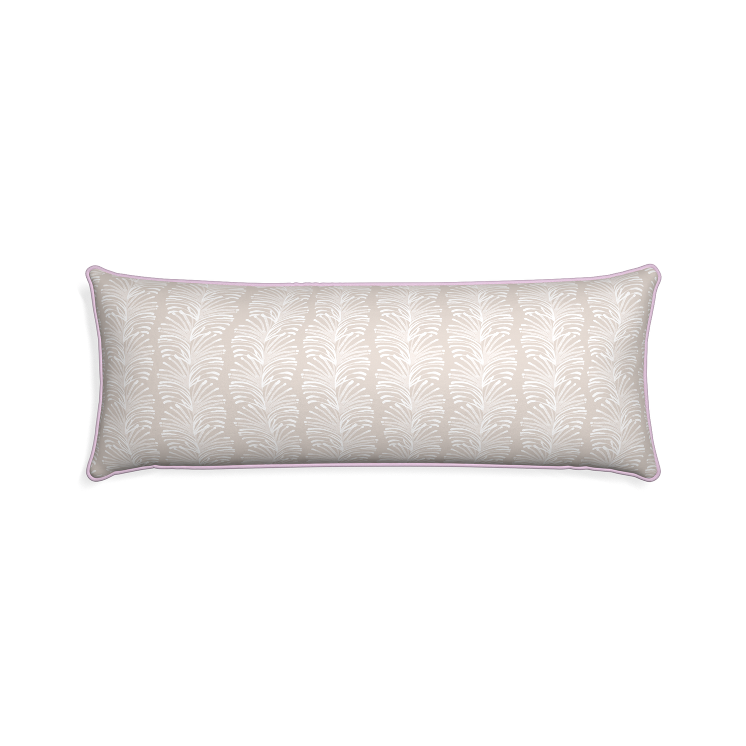 Xl-lumbar emma sand custom pillow with l piping on white background