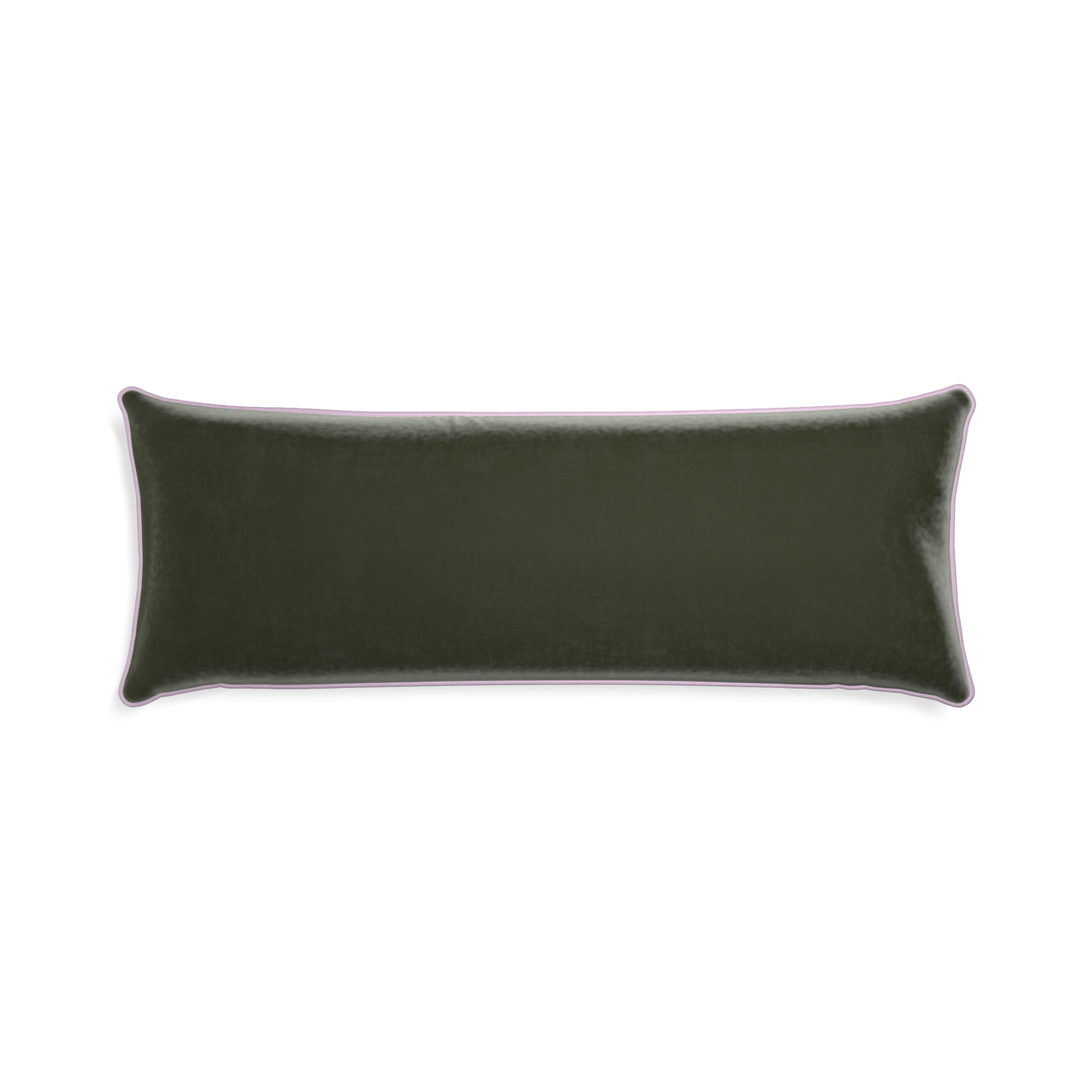 rectangle fern green velvet pillow with lilac piping
