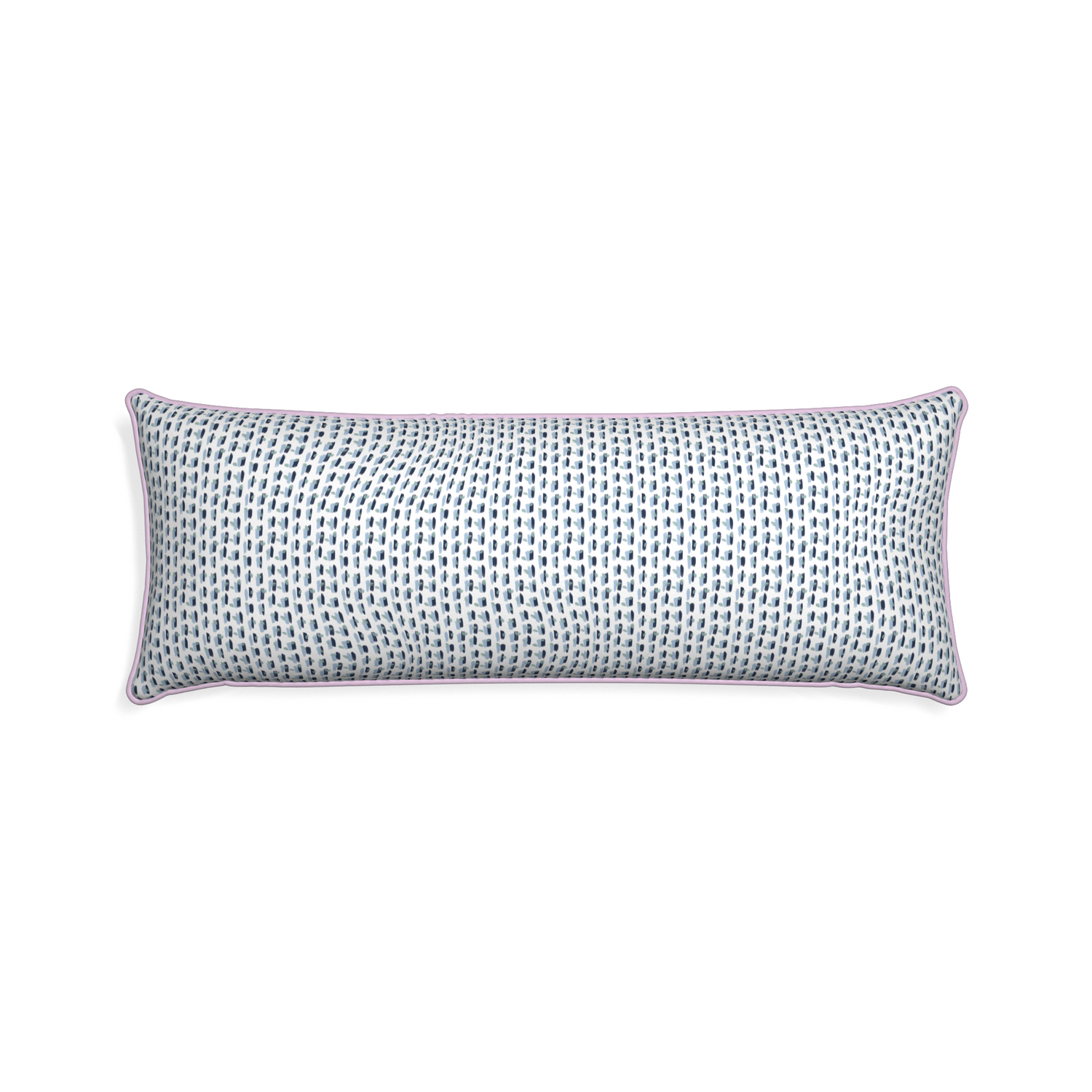 Xl-lumbar poppy blue custom pillow with l piping on white background