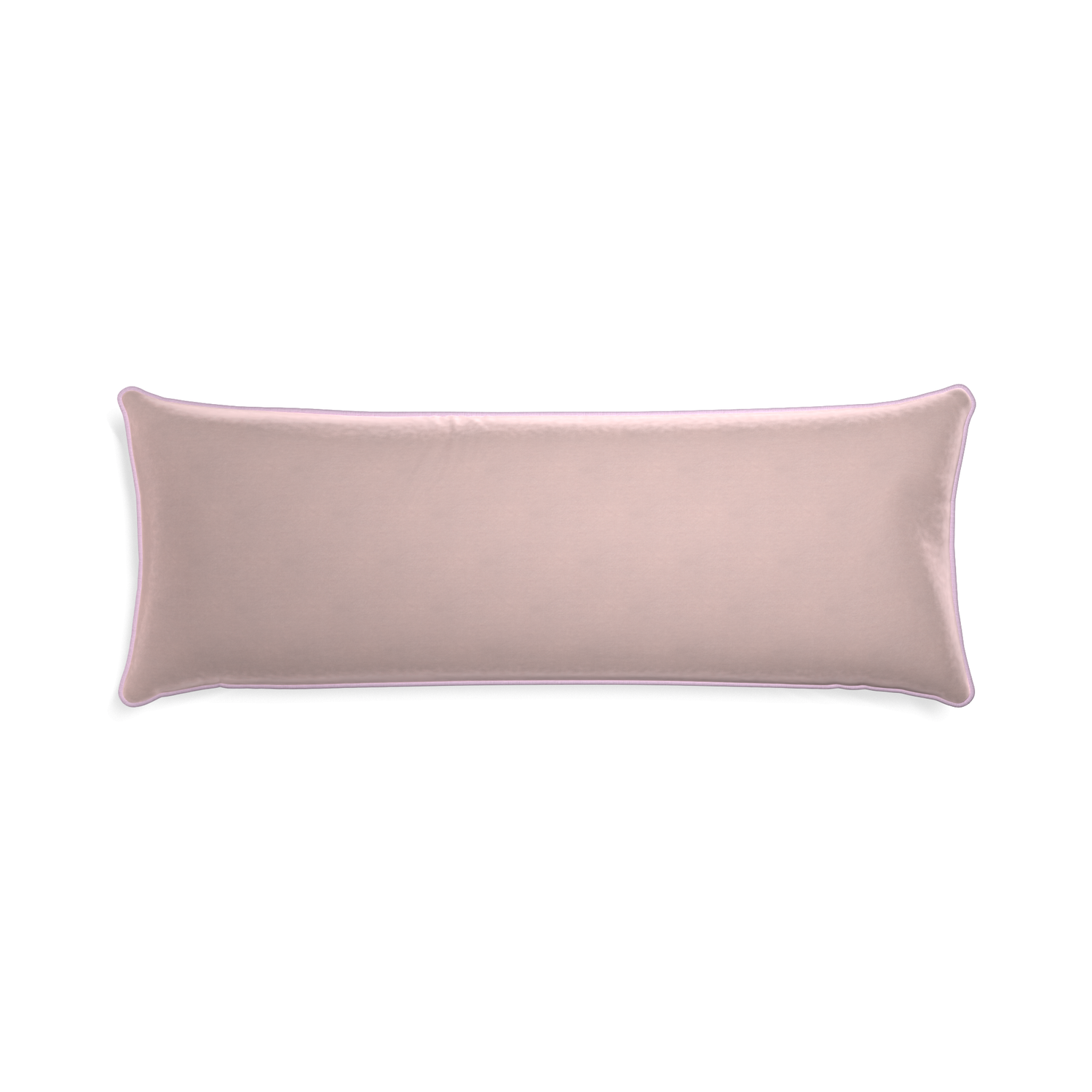 Xl-lumbar rose velvet custom pillow with l piping on white background