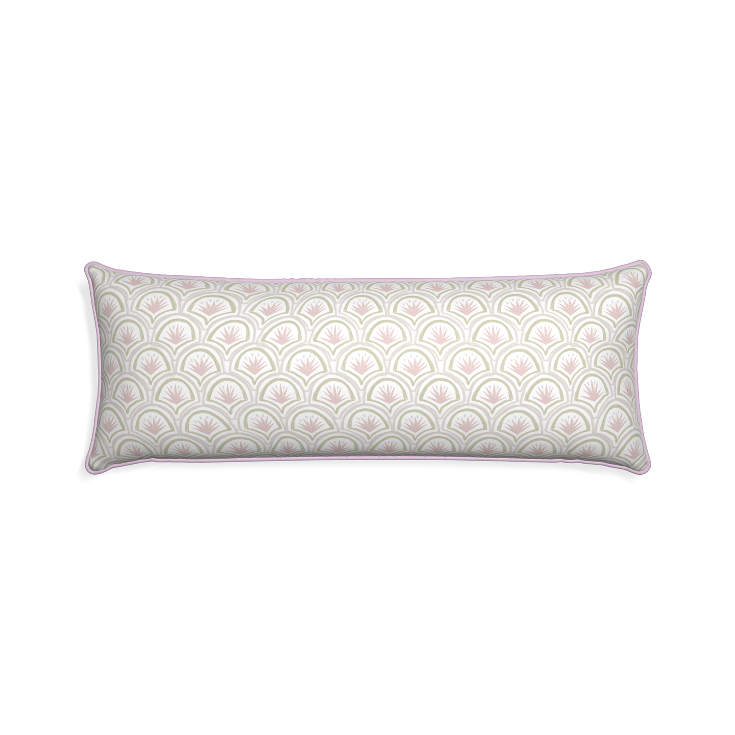 Xl-lumbar thatcher rose custom pillow with l piping on white background