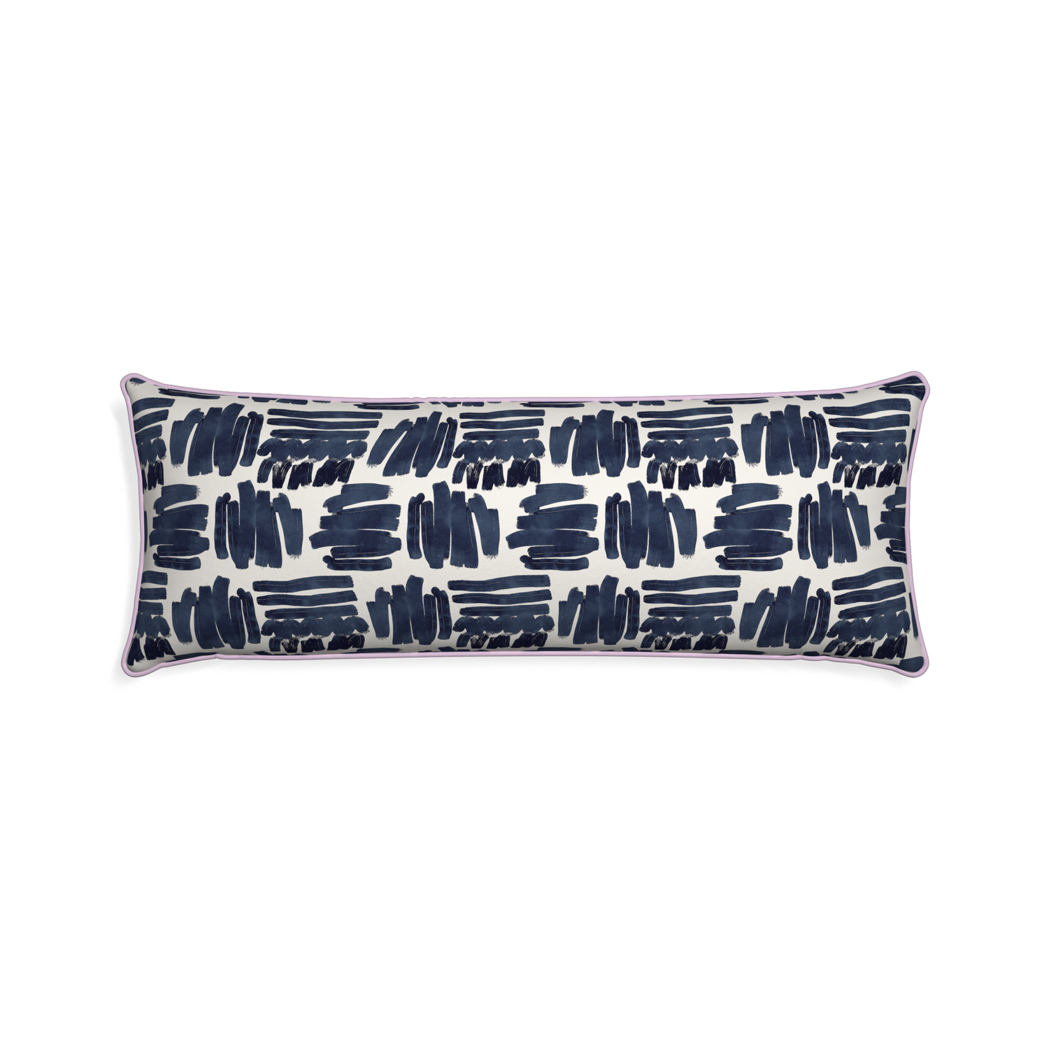 Xl-lumbar warby custom pillow with l piping on white background
