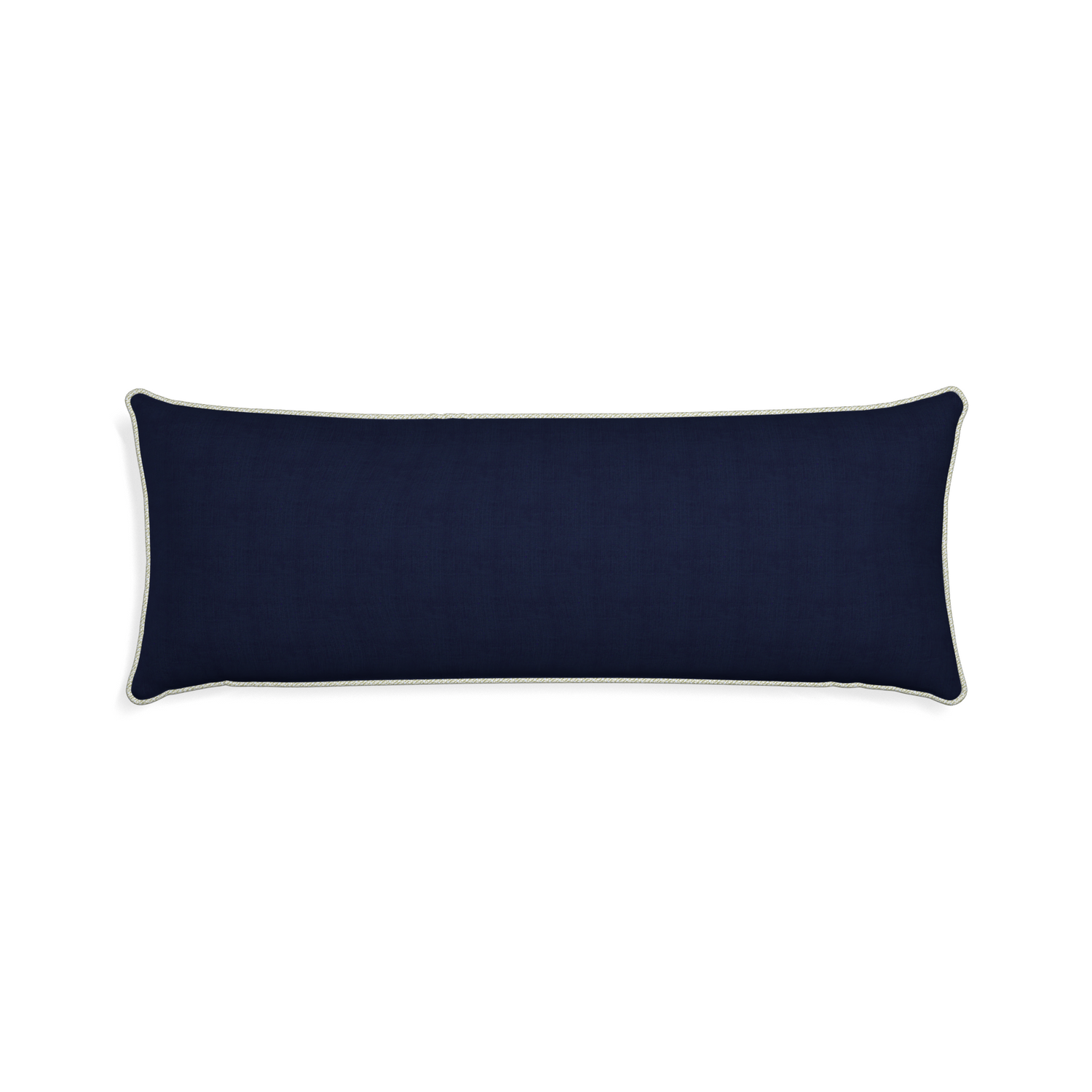 Xl-lumbar midnight custom pillow with l piping on white background