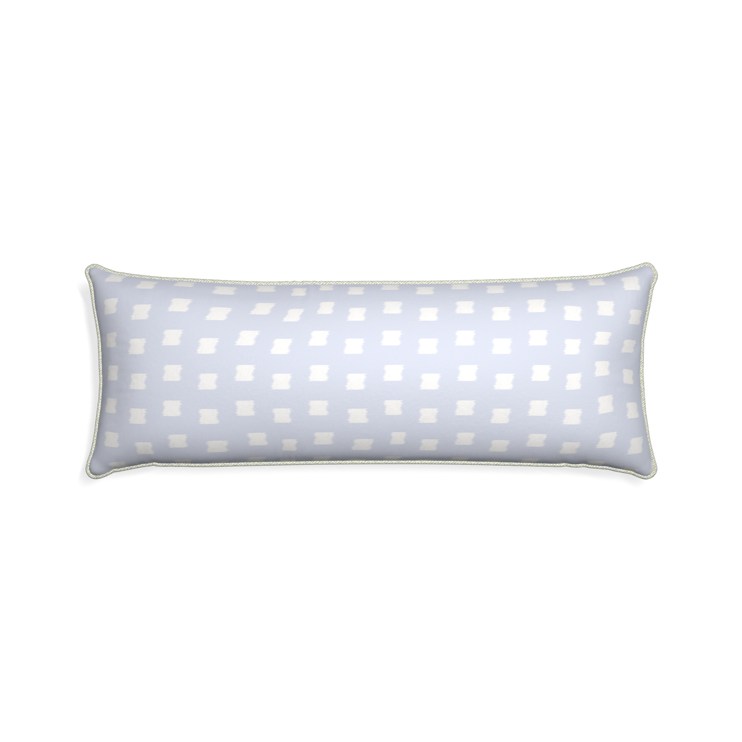 Xl-lumbar denton custom sky blue patternpillow with l piping on white background