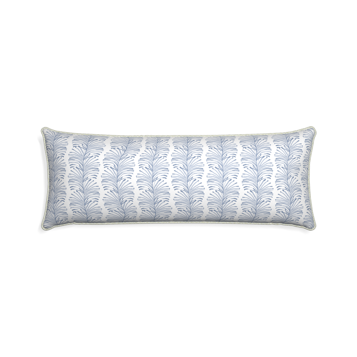 Xl-lumbar emma sky custom sky blue botanical stripepillow with l piping on white background