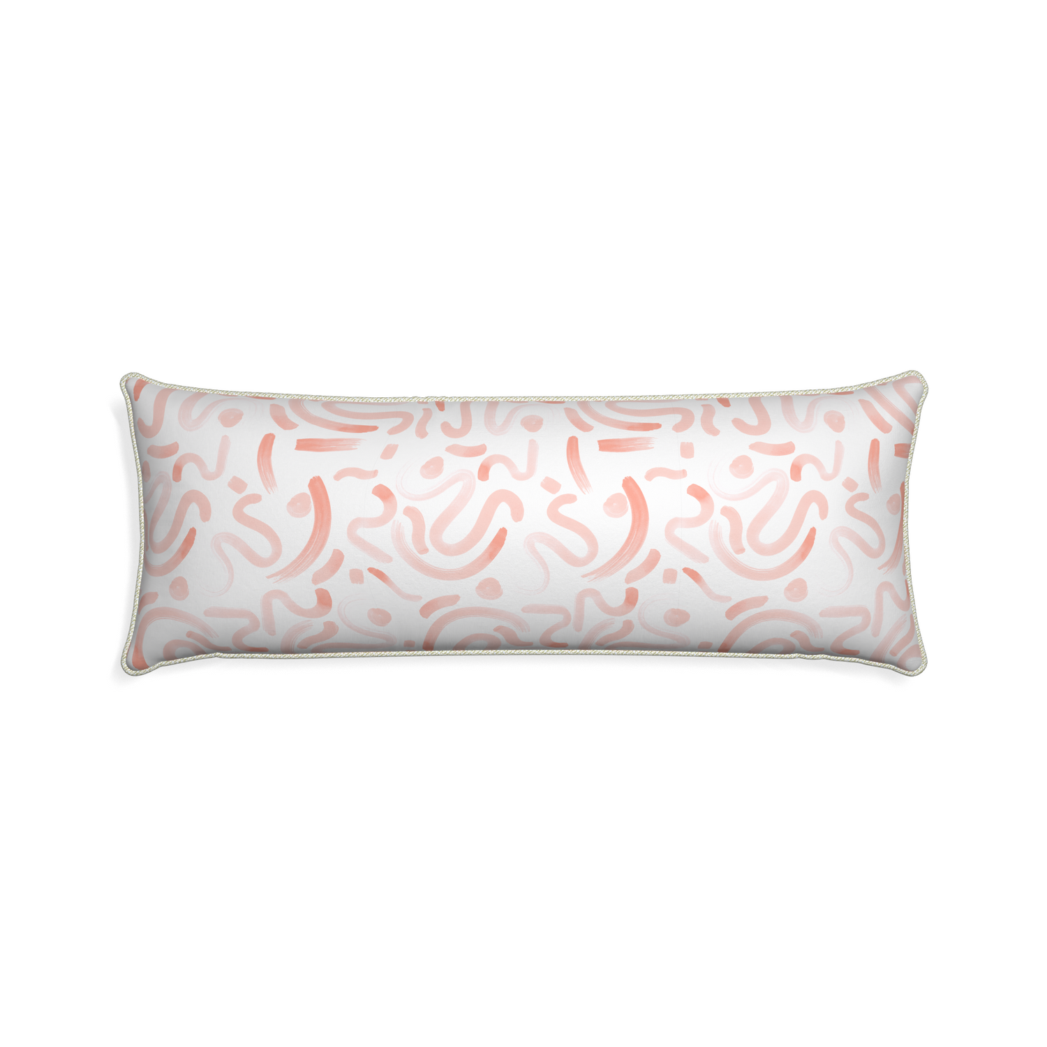 Xl-lumbar hockney pink custom pillow with l piping on white background