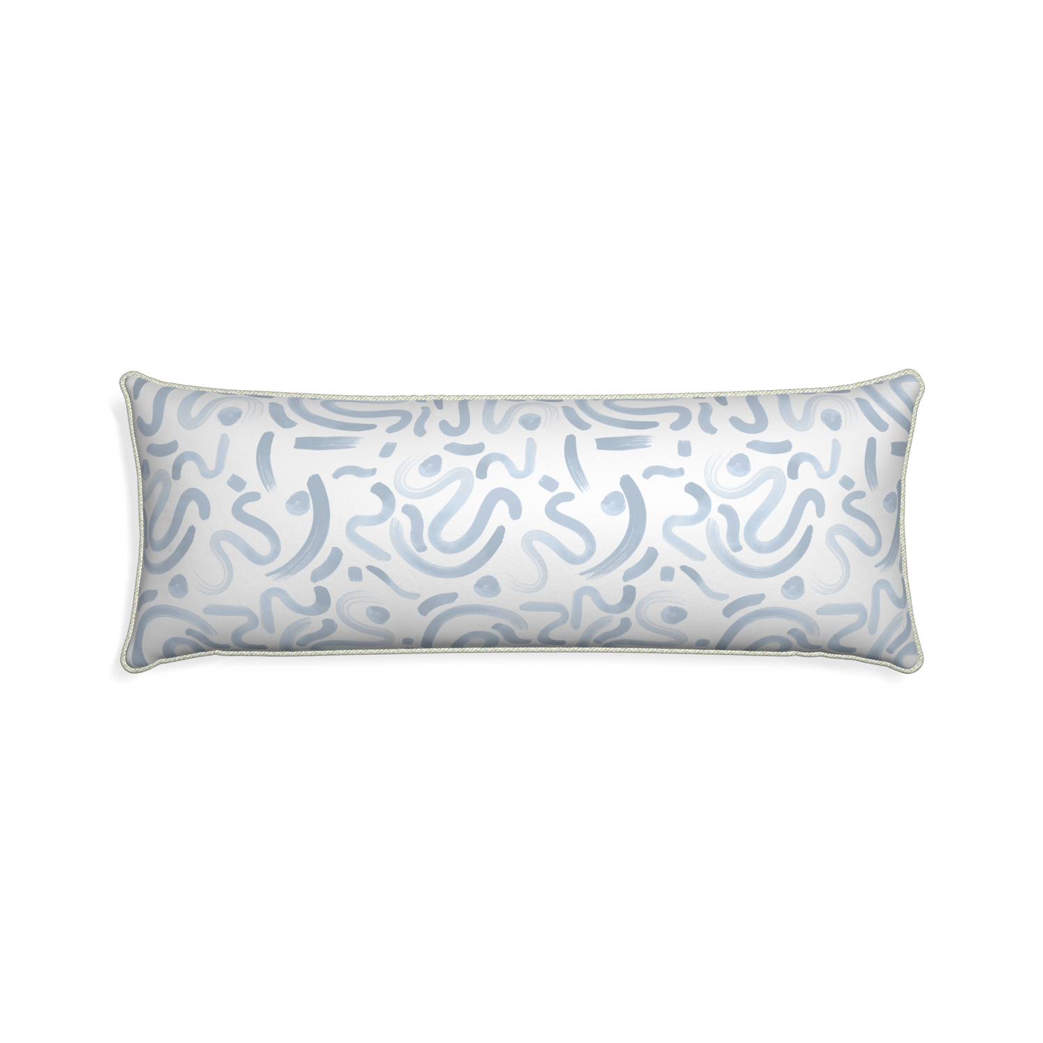 Xl-lumbar hockney sky custom pillow with l piping on white background