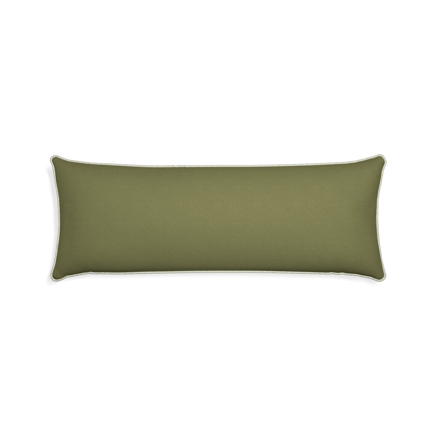 Xl-lumbar moss custom moss greenpillow with l piping on white background