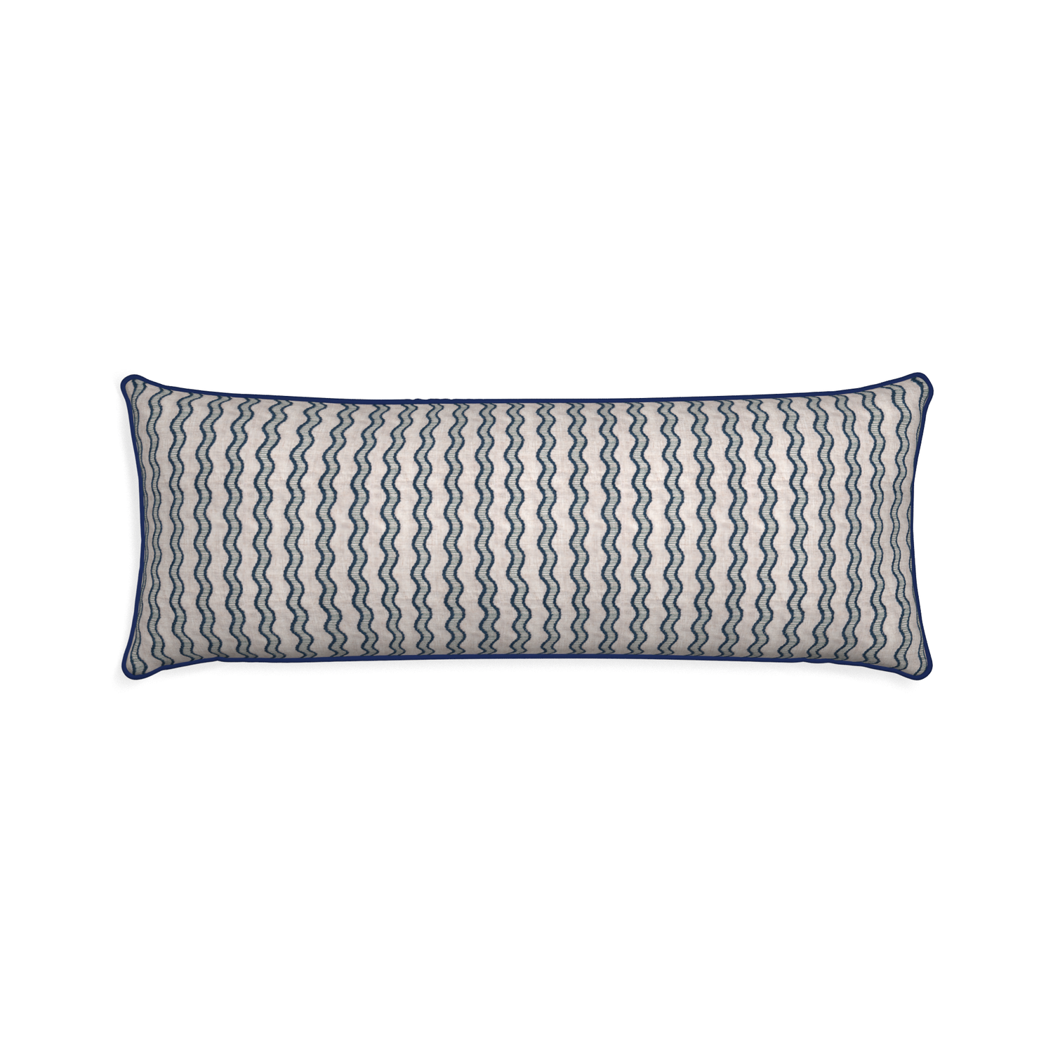 Xl-lumbar beatrice custom embroidered wavepillow with midnight piping on white background