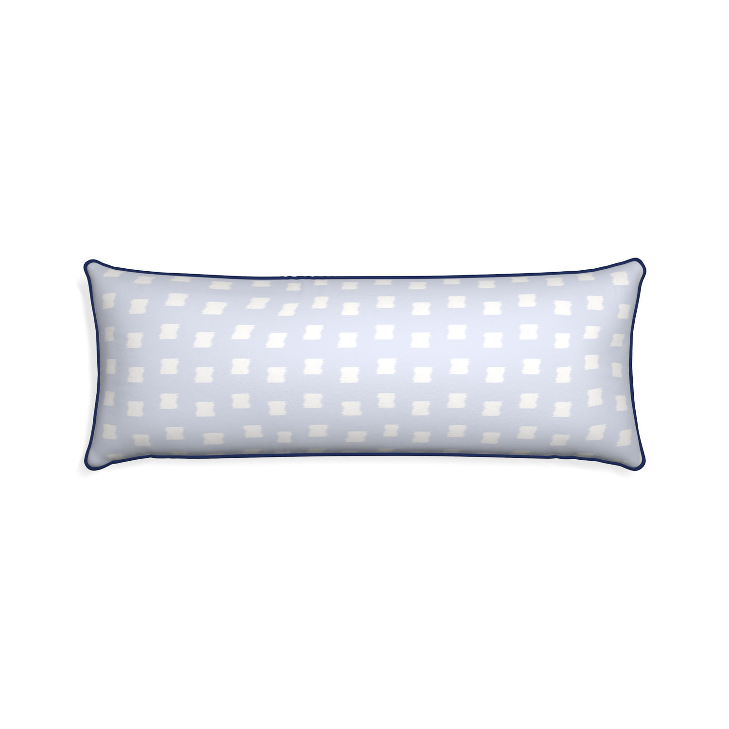 Xl-lumbar denton custom pillow with midnight piping on white background