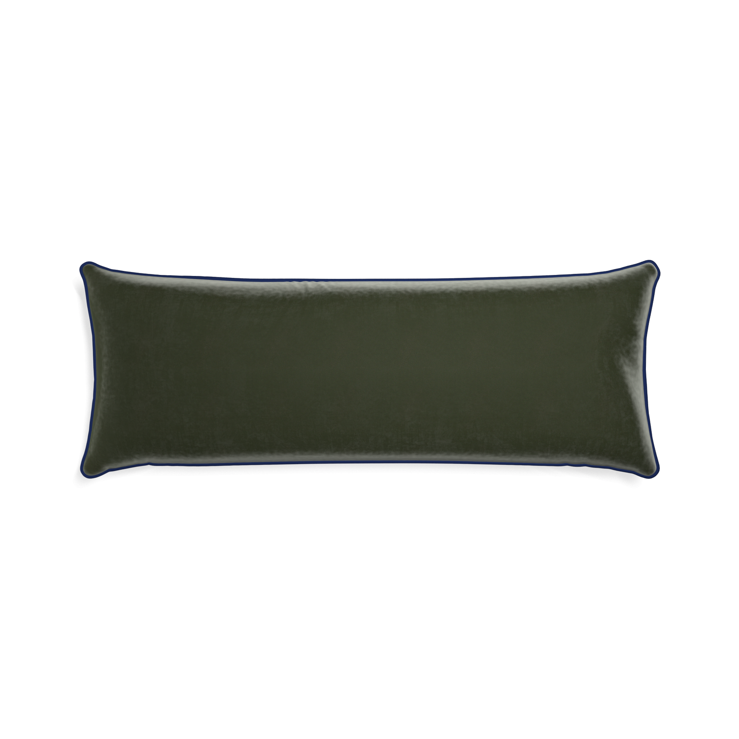 Xl-lumbar fern velvet custom pillow with midnight piping on white background