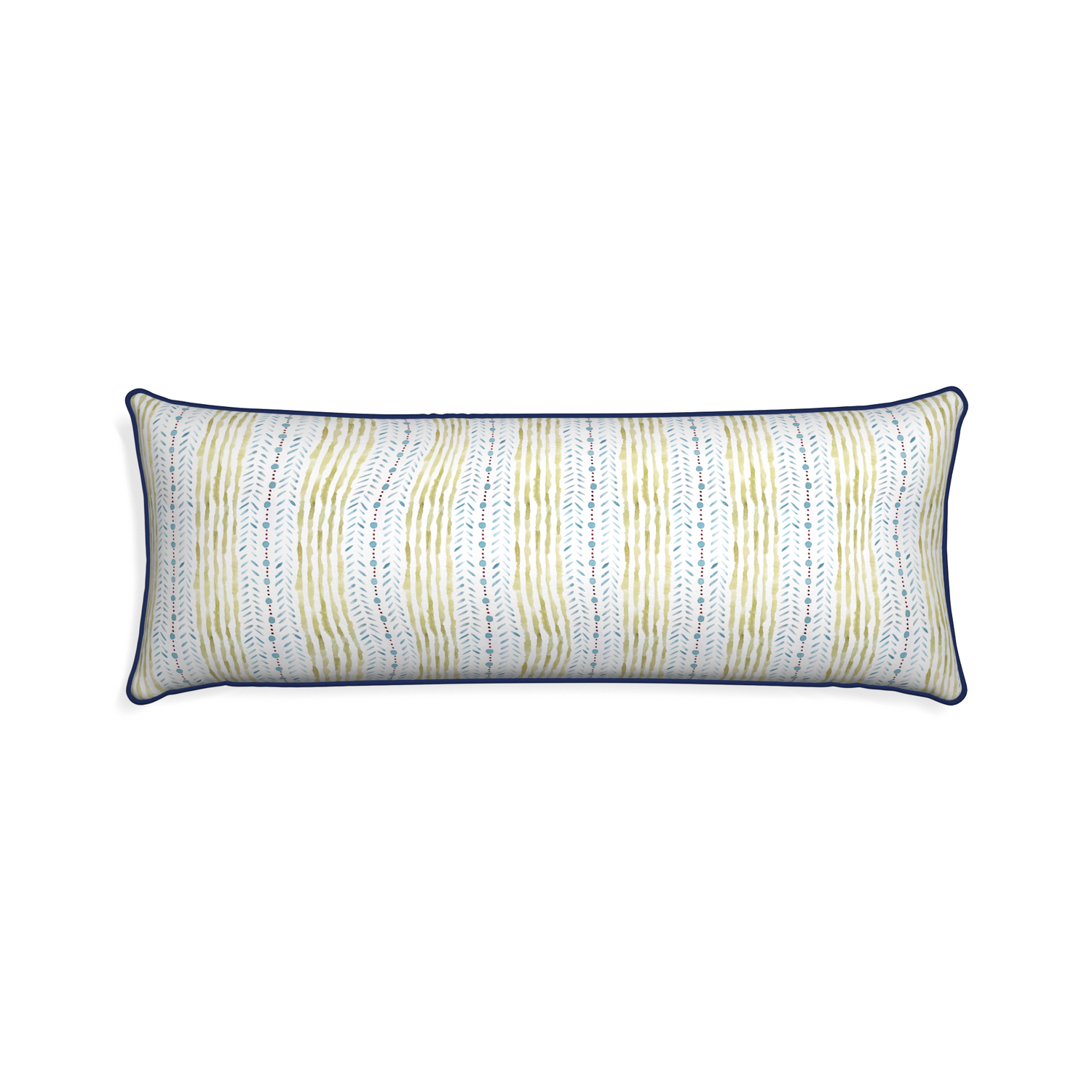 Xl-lumbar julia custom pillow with midnight piping on white background
