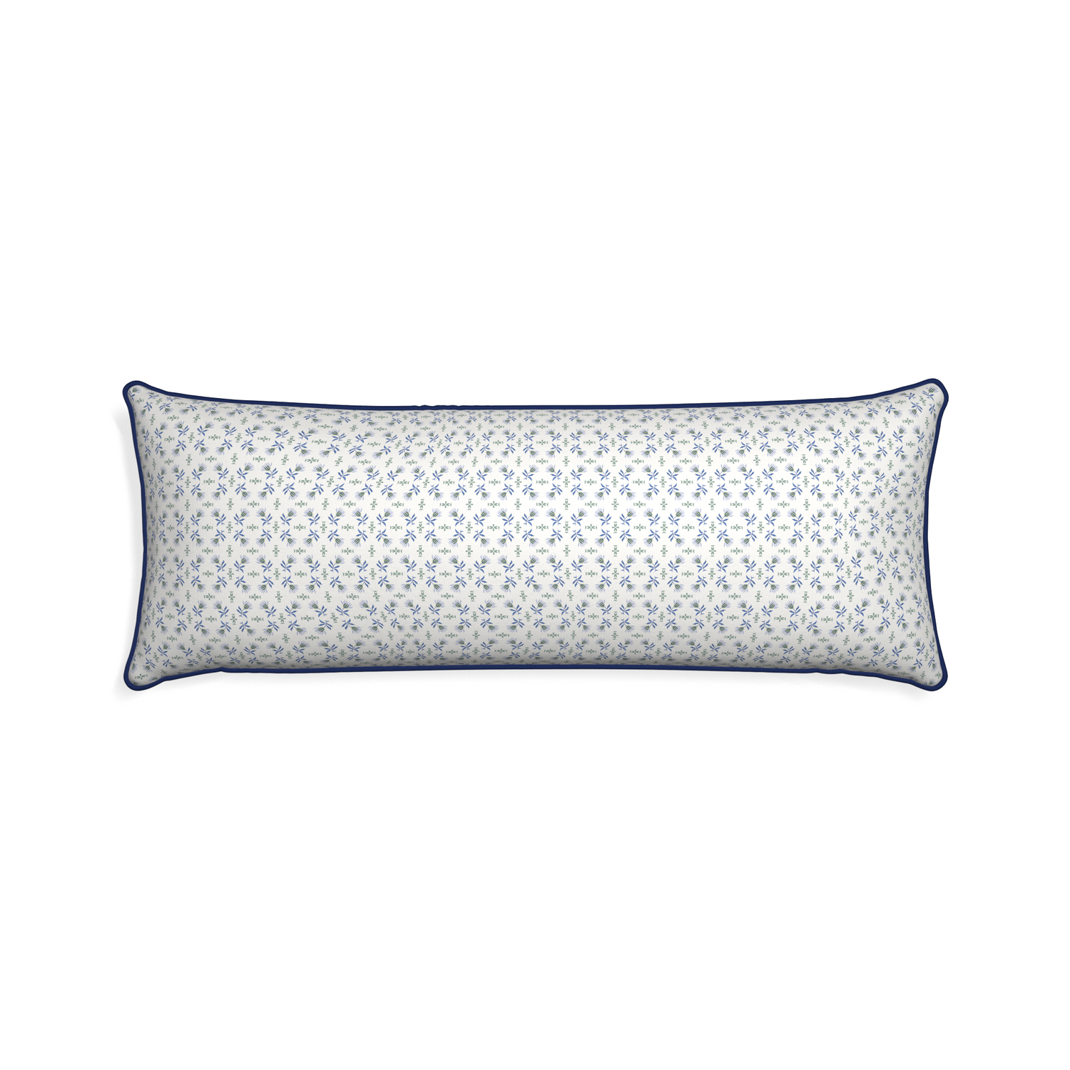 Xl-lumbar lee custom pillow with midnight piping on white background