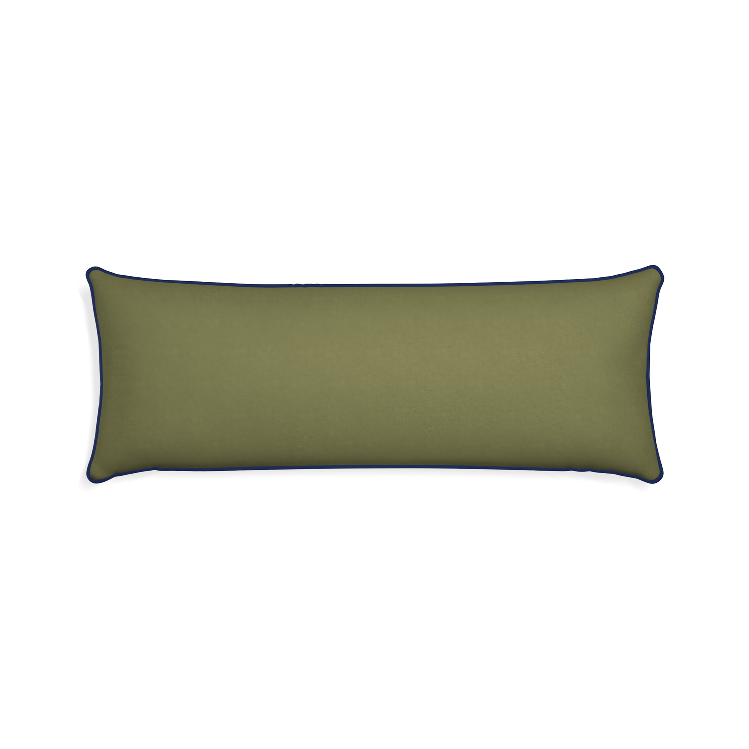 Xl-lumbar moss custom moss greenpillow with midnight piping on white background