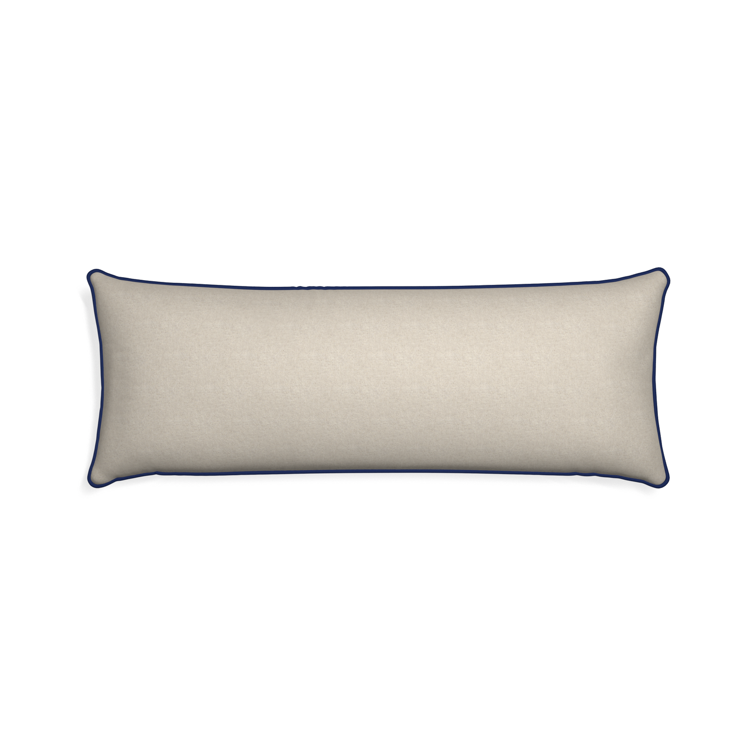 Xl-lumbar oat custom pillow with midnight piping on white background