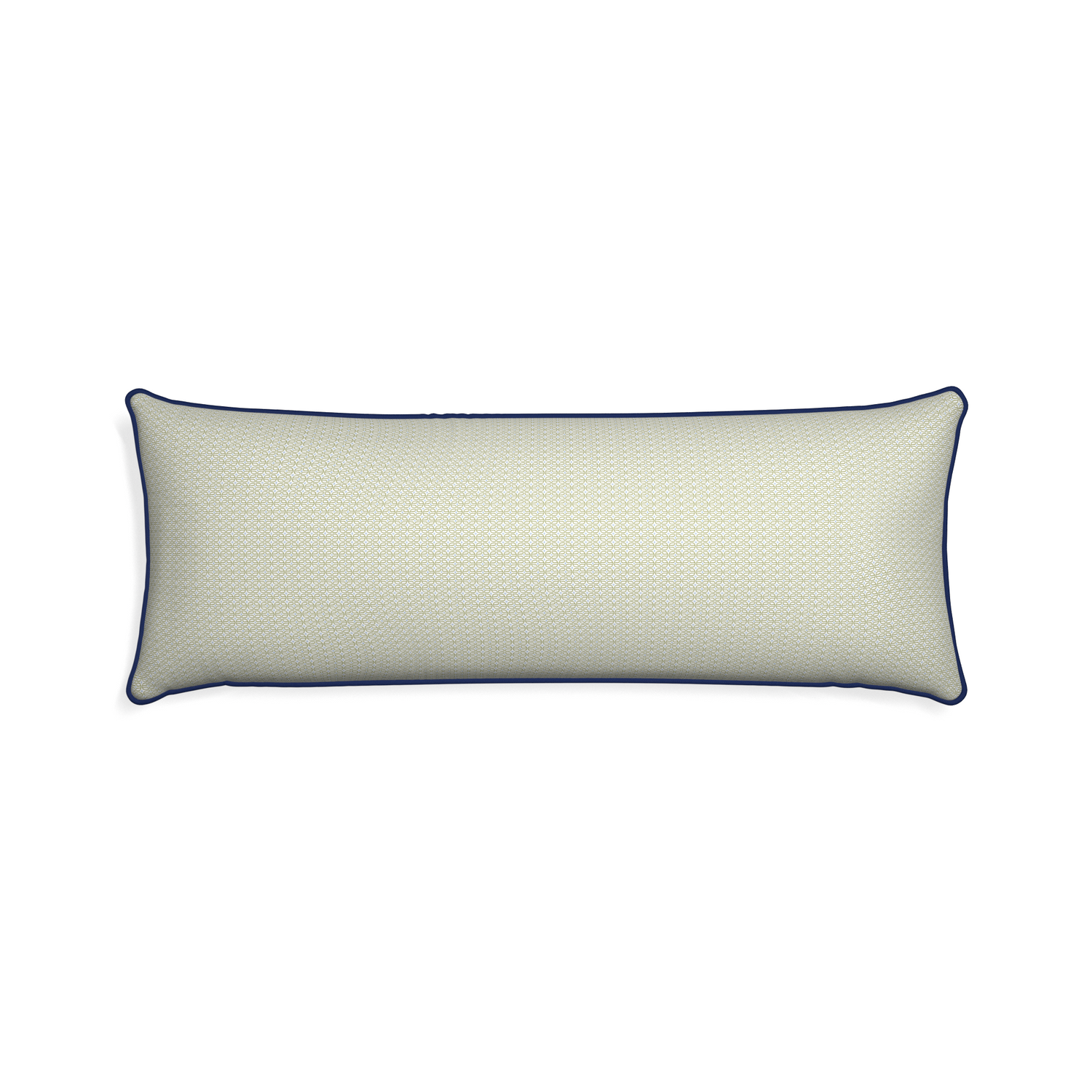Xl-lumbar loomi moss custom pillow with midnight piping on white background