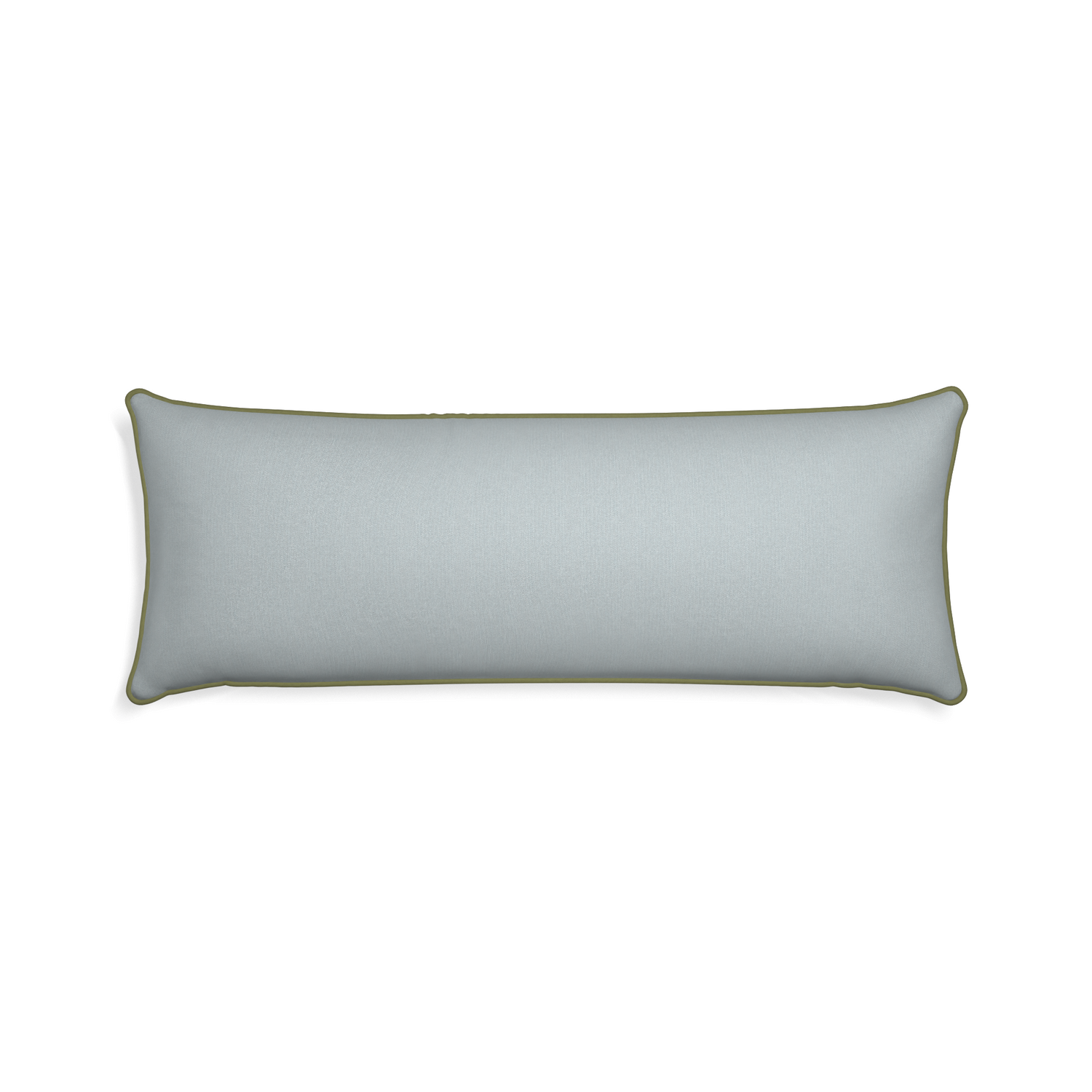 Xl-lumbar sea custom grey bluepillow with moss piping on white background