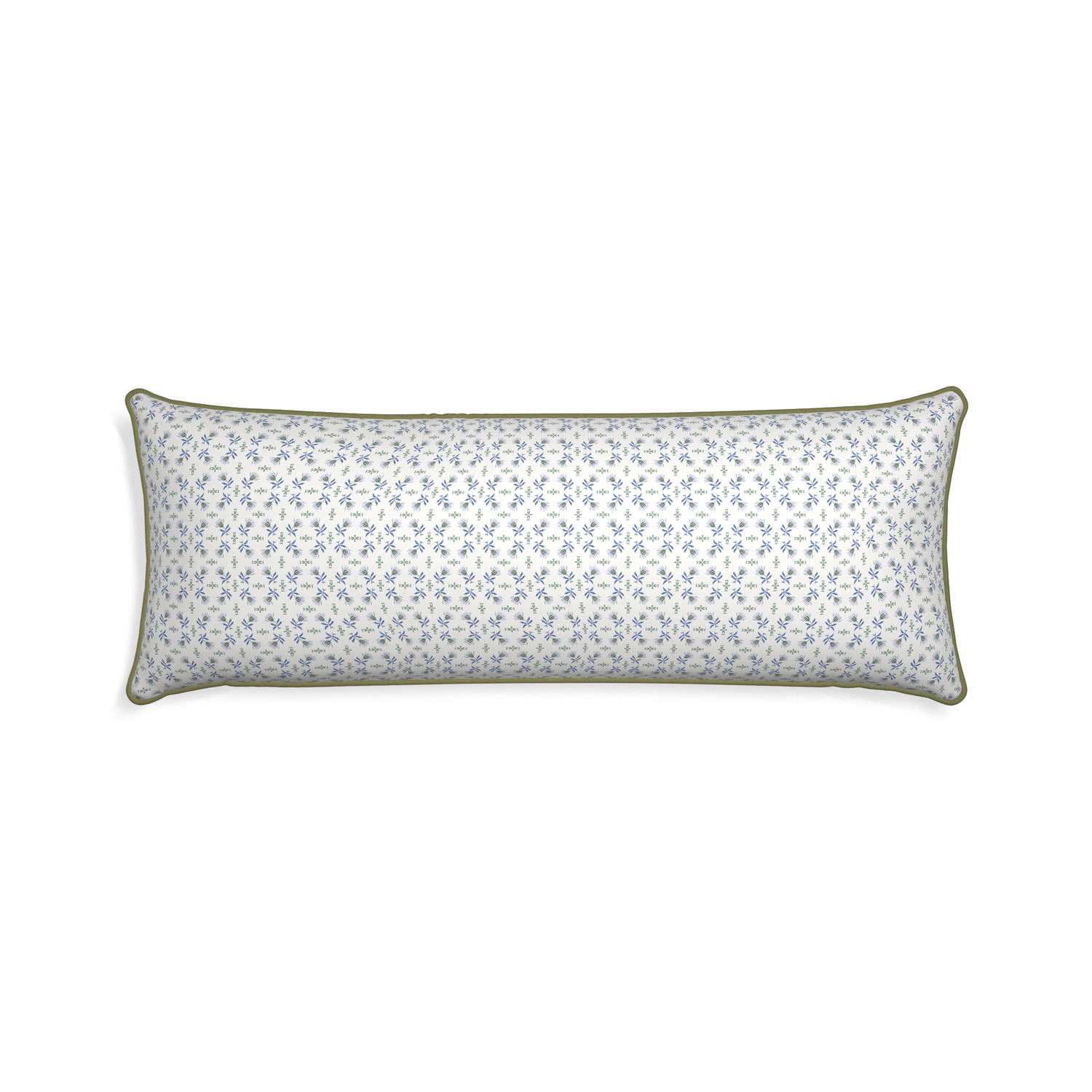 Xl-lumbar lee custom pillow with moss piping on white background