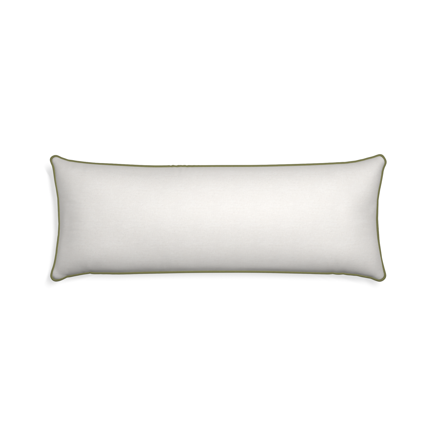 rectangle natural white pillow with moss green piping