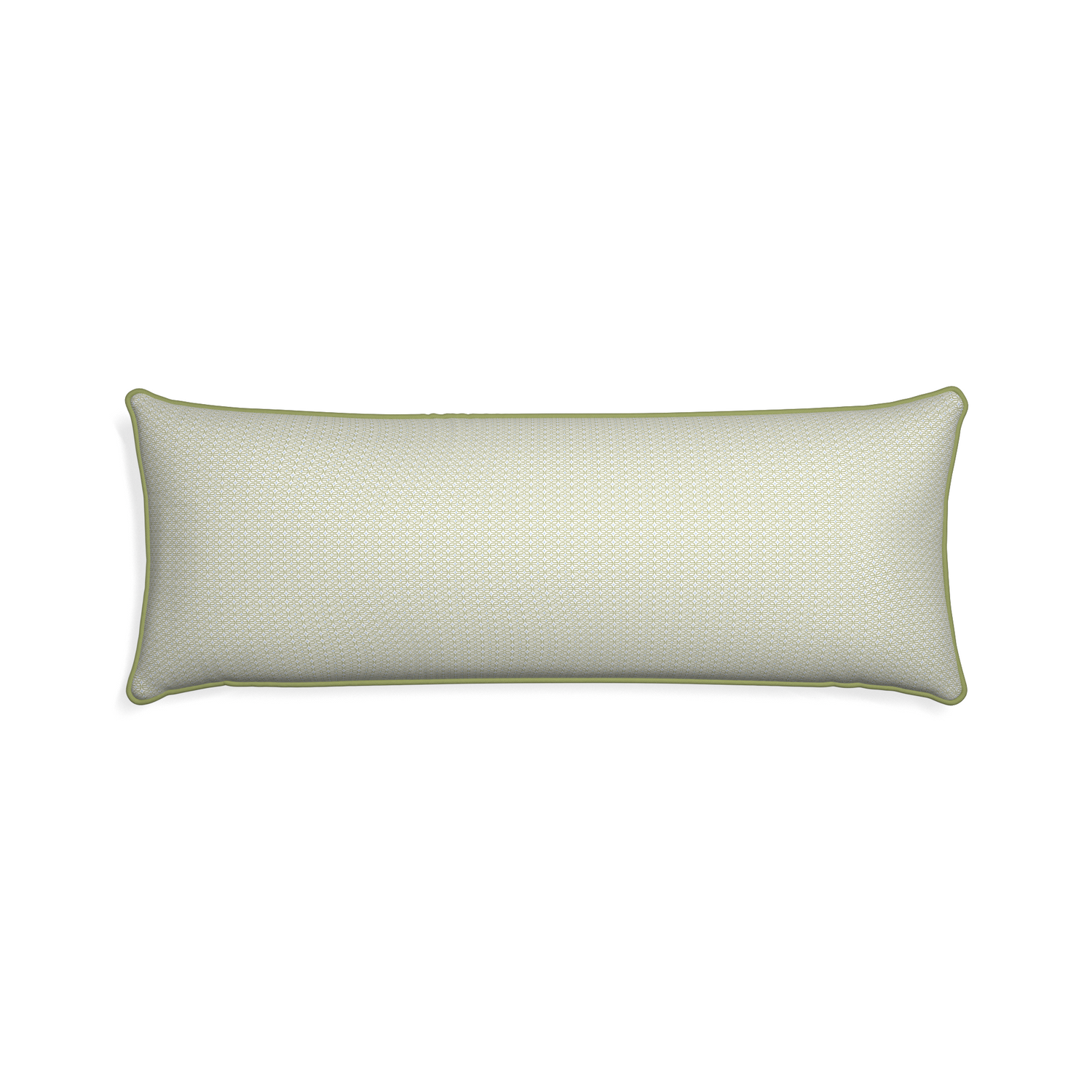 Xl-lumbar loomi moss custom moss green geometricpillow with moss piping on white background