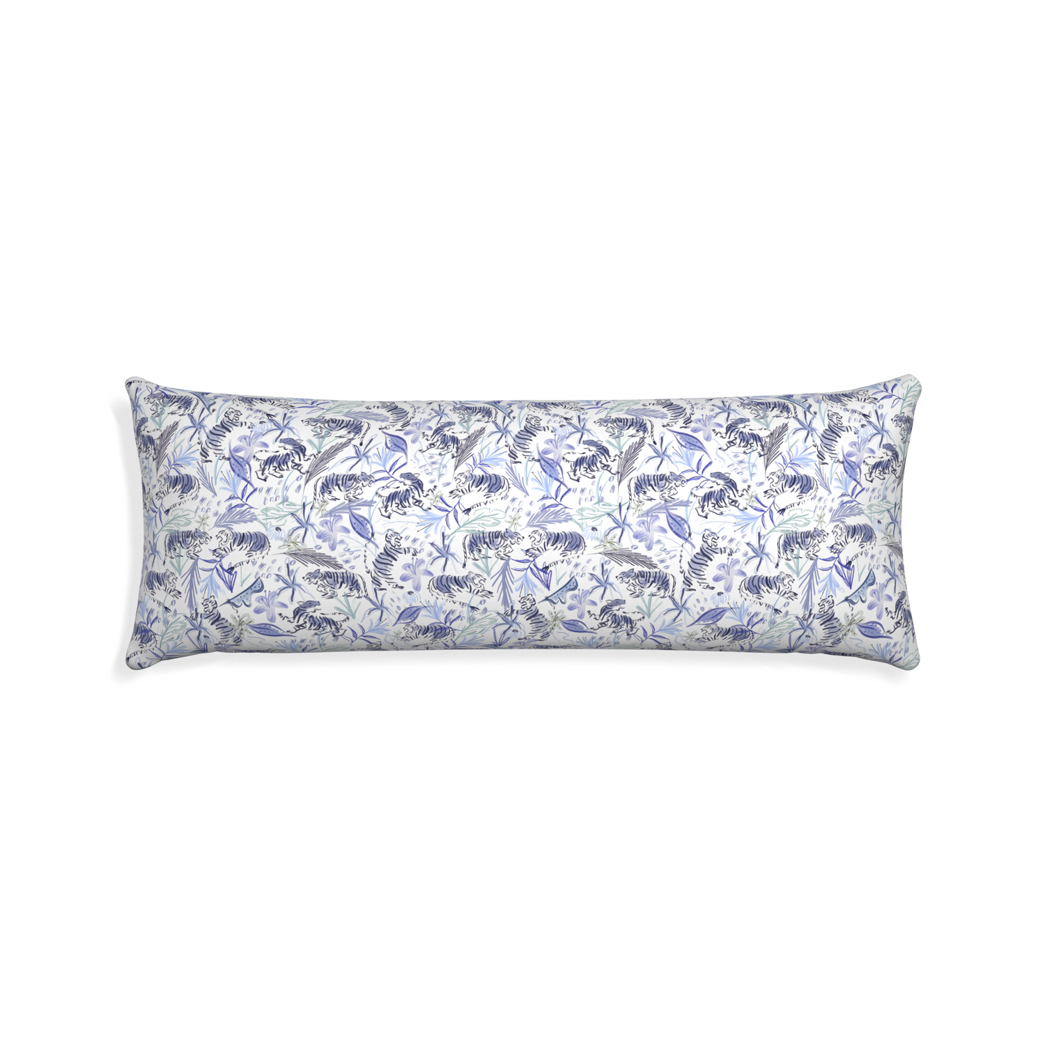 Xl-lumbar frida blue custom blue with intricate tiger designpillow with none on white background