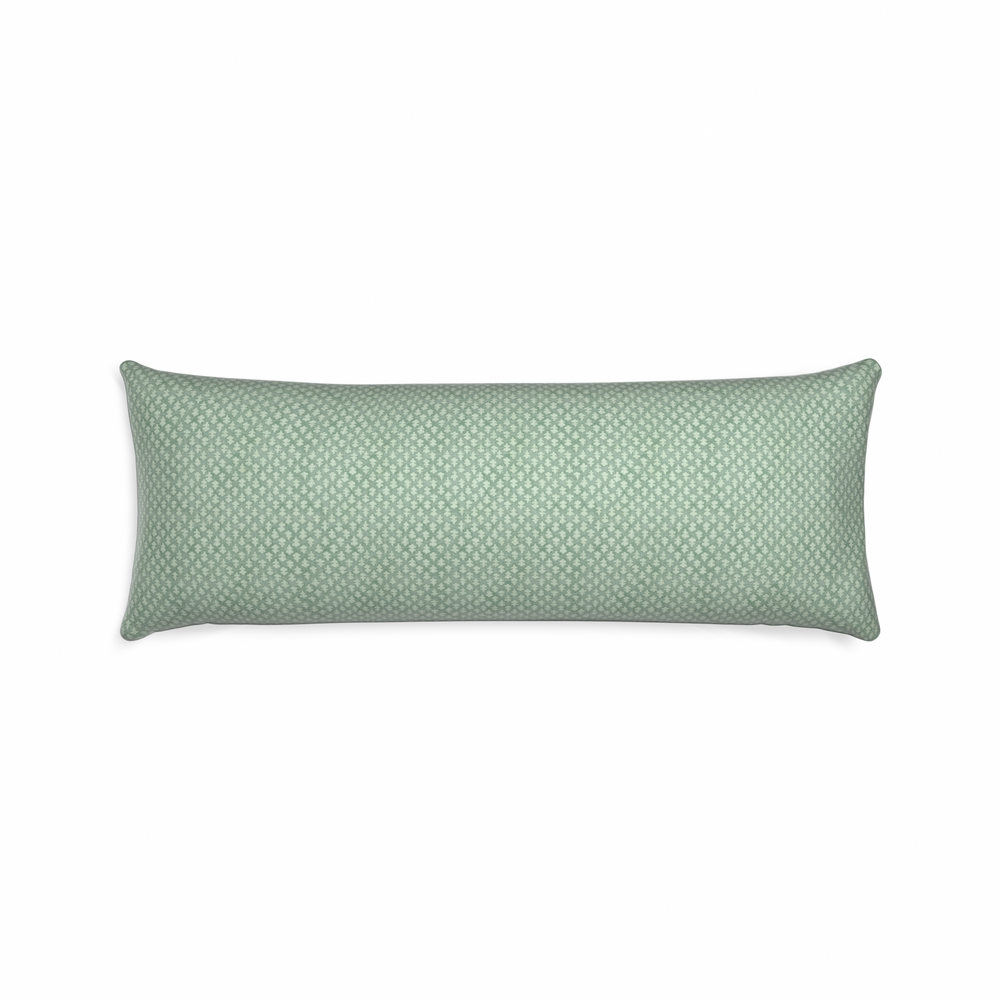 Xl-lumbar quinn celadon custom pillow with n on white background