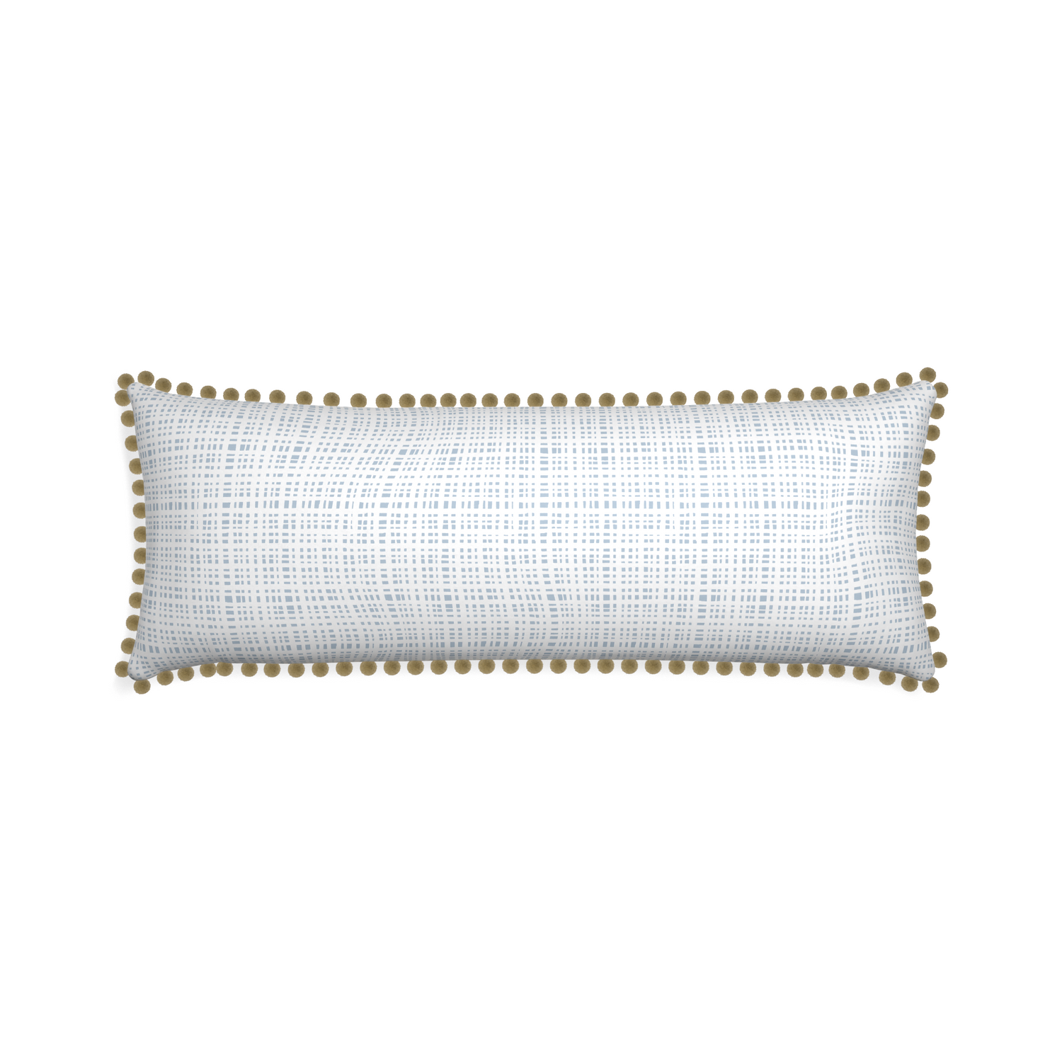Xl-lumbar ginger sky custom pillow with olive pom pom on white background
