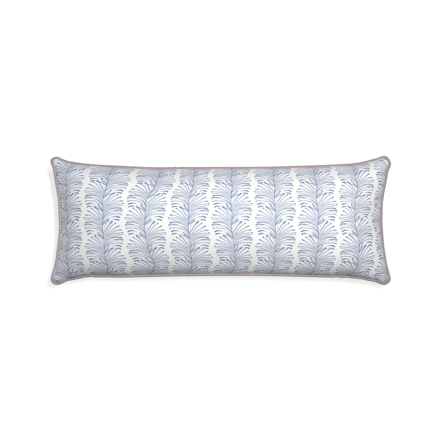 Xl-lumbar emma sky custom sky blue botanical stripepillow with orchid piping on white background