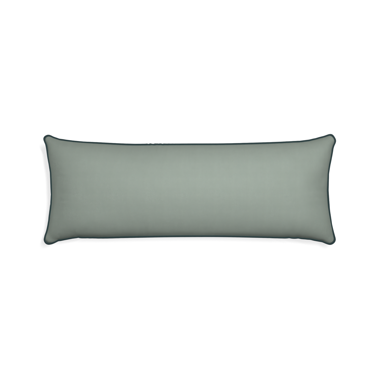 Xl-lumbar sage custom sage green cottonpillow with p piping on white background
