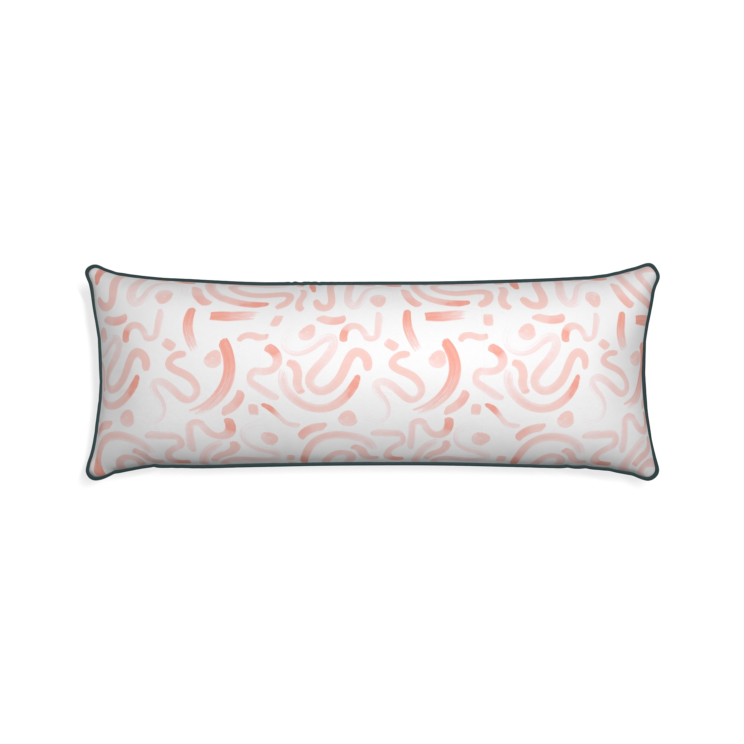 Xl-lumbar hockney pink custom pink graphicpillow with p piping on white background