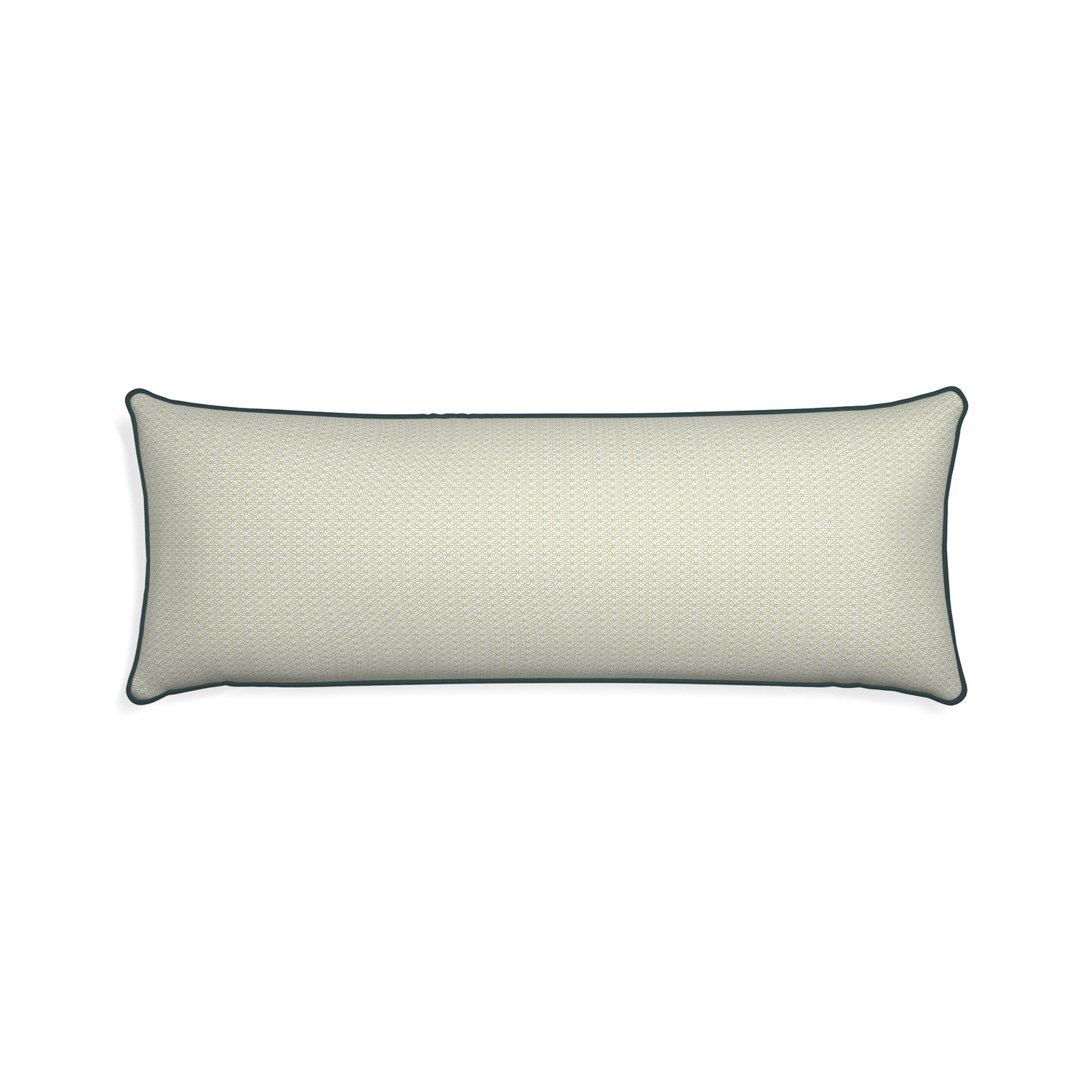 Xl-lumbar loomi moss custom moss green geometricpillow with p piping on white background