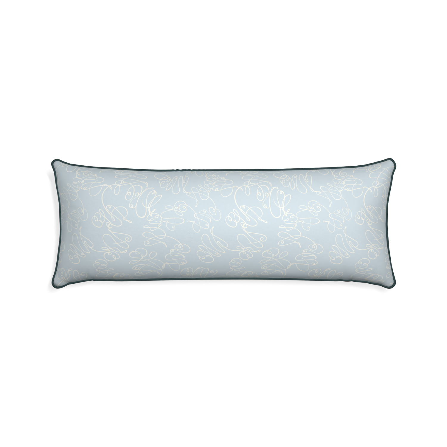 Xl-lumbar mirabella custom powder blue abstractpillow with p piping on white background