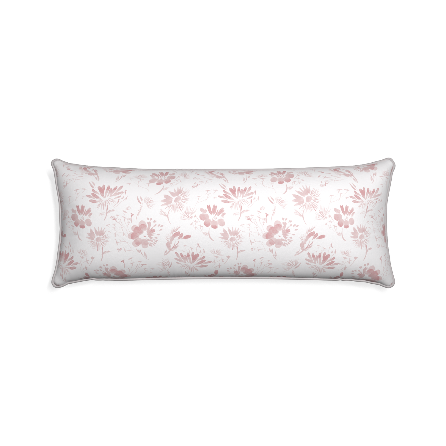 Xl-lumbar blake custom pink floralpillow with pebble piping on white background