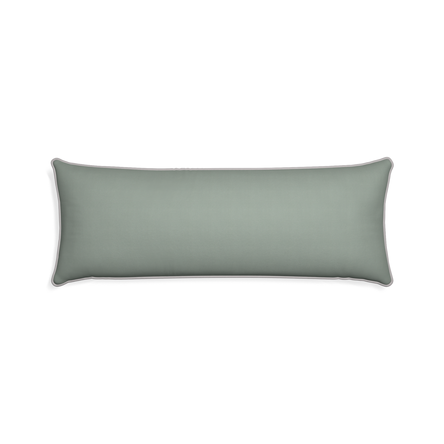 Xl-lumbar sage custom sage green cottonpillow with pebble piping on white background