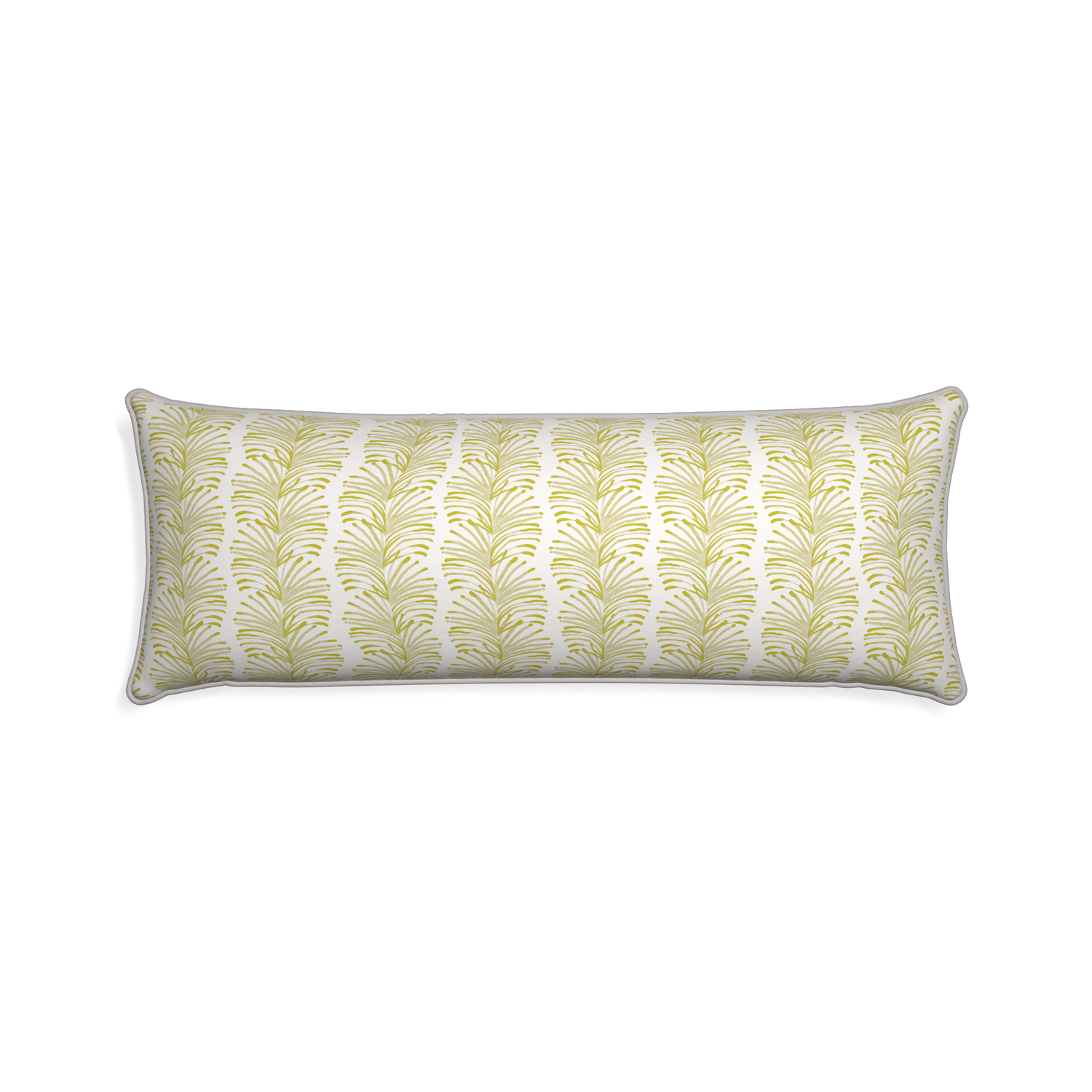Xl-lumbar emma chartreuse custom pillow with pebble piping on white background