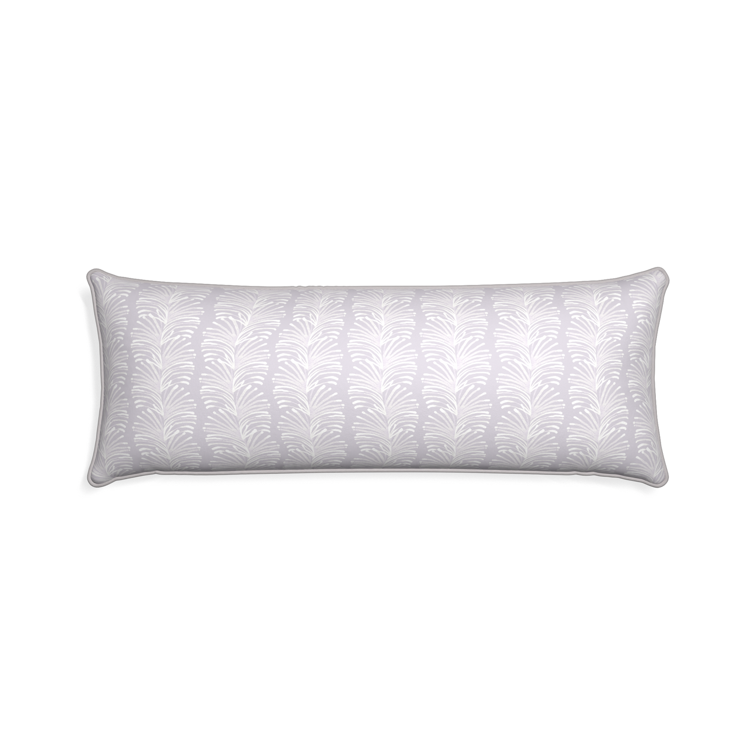 Xl-lumbar emma lavender custom pillow with pebble piping on white background