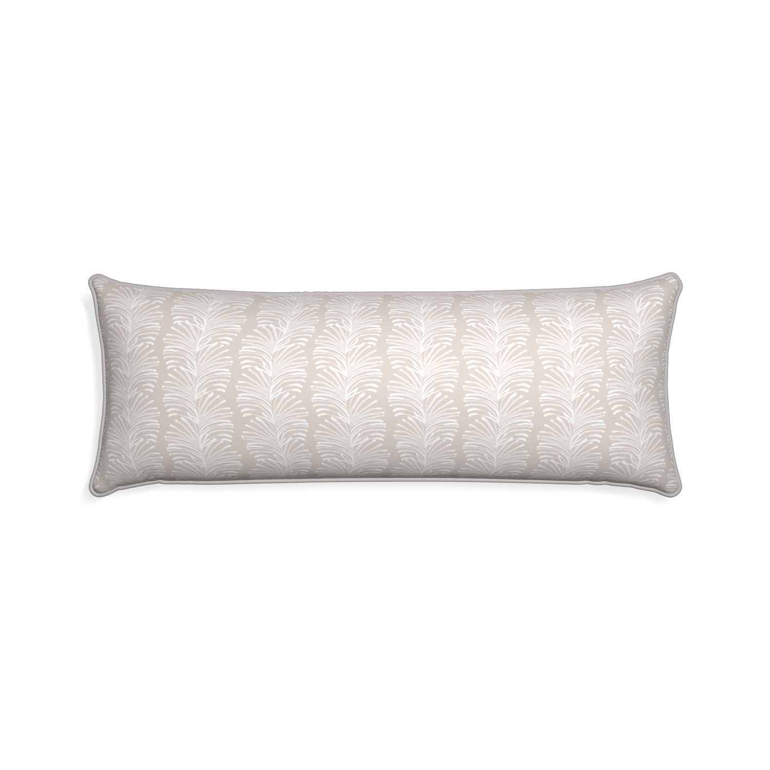 Xl-lumbar emma sand custom sand colored botanical stripepillow with pebble piping on white background