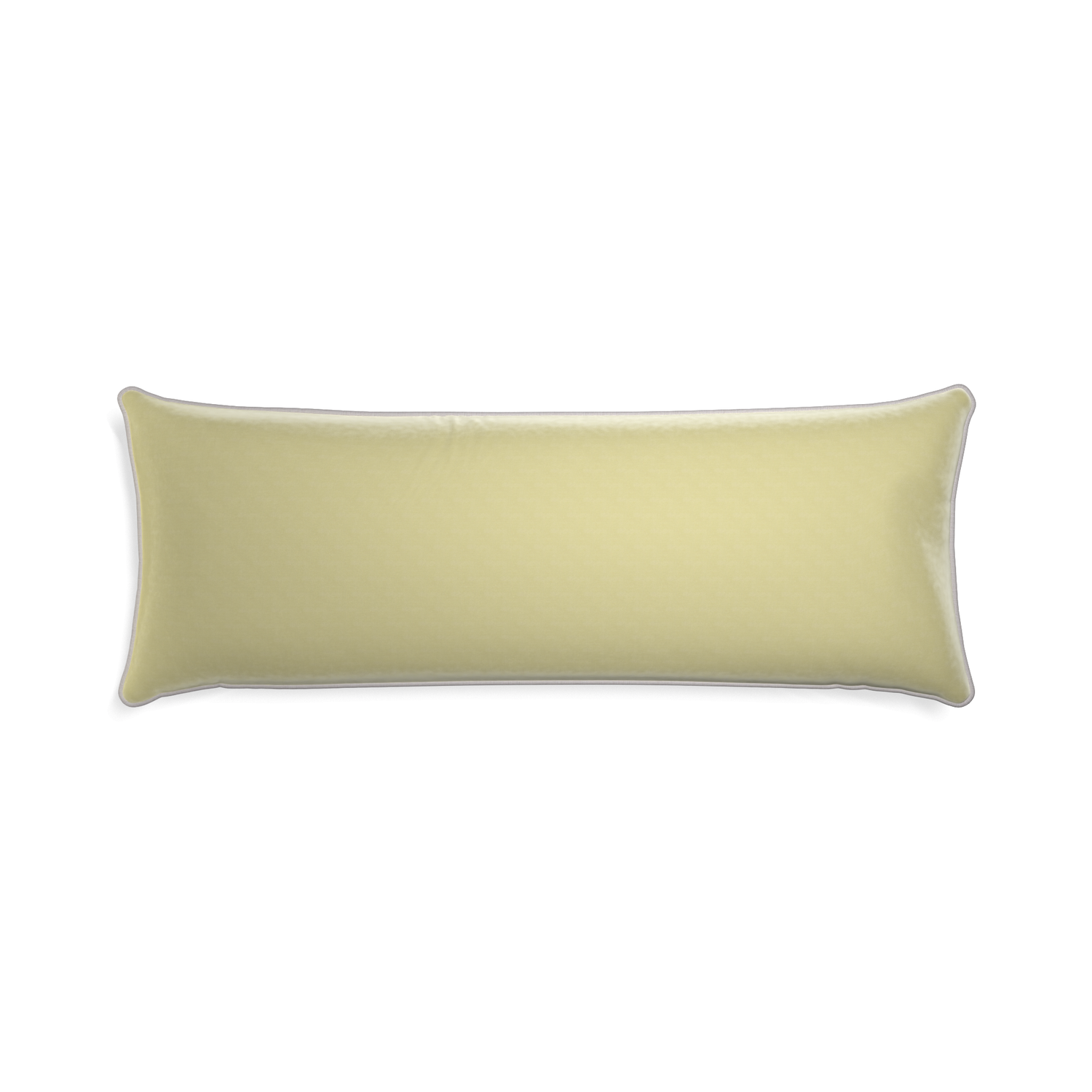 Xl-lumbar pear velvet custom pillow with pebble piping on white background
