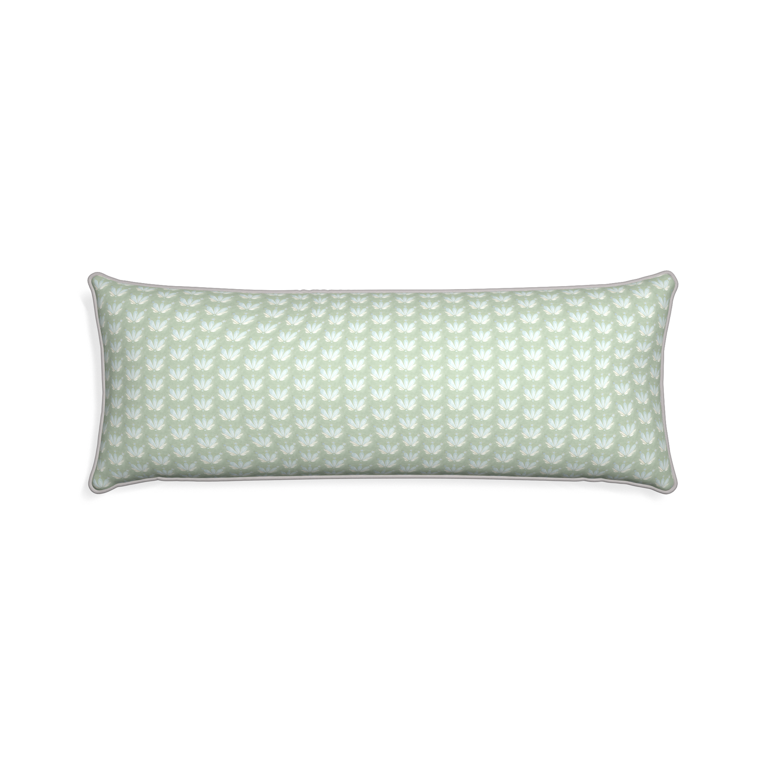 Xl-lumbar serena sea salt custom blue & green floral drop repeatpillow with pebble piping on white background