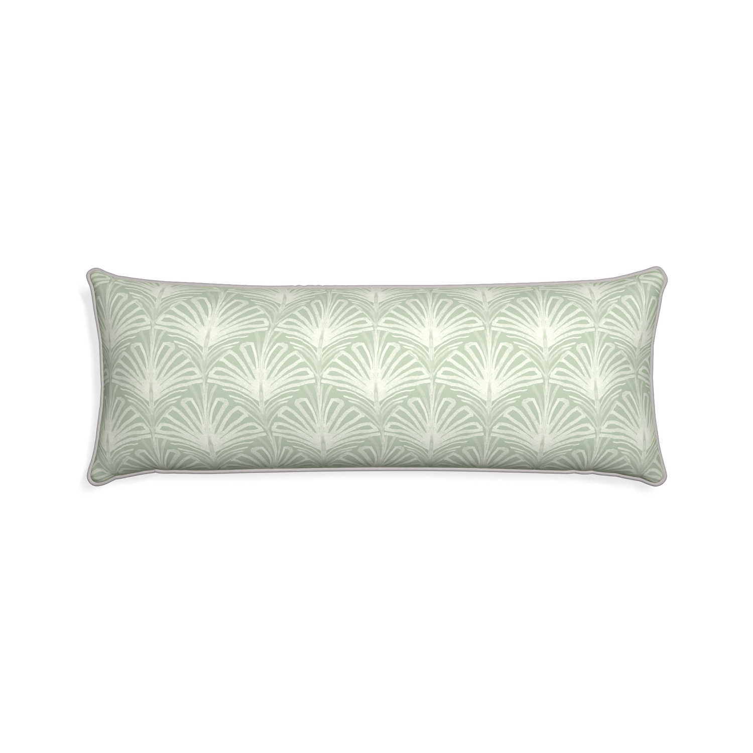 Xl-lumbar suzy sage custom pillow with pebble piping on white background