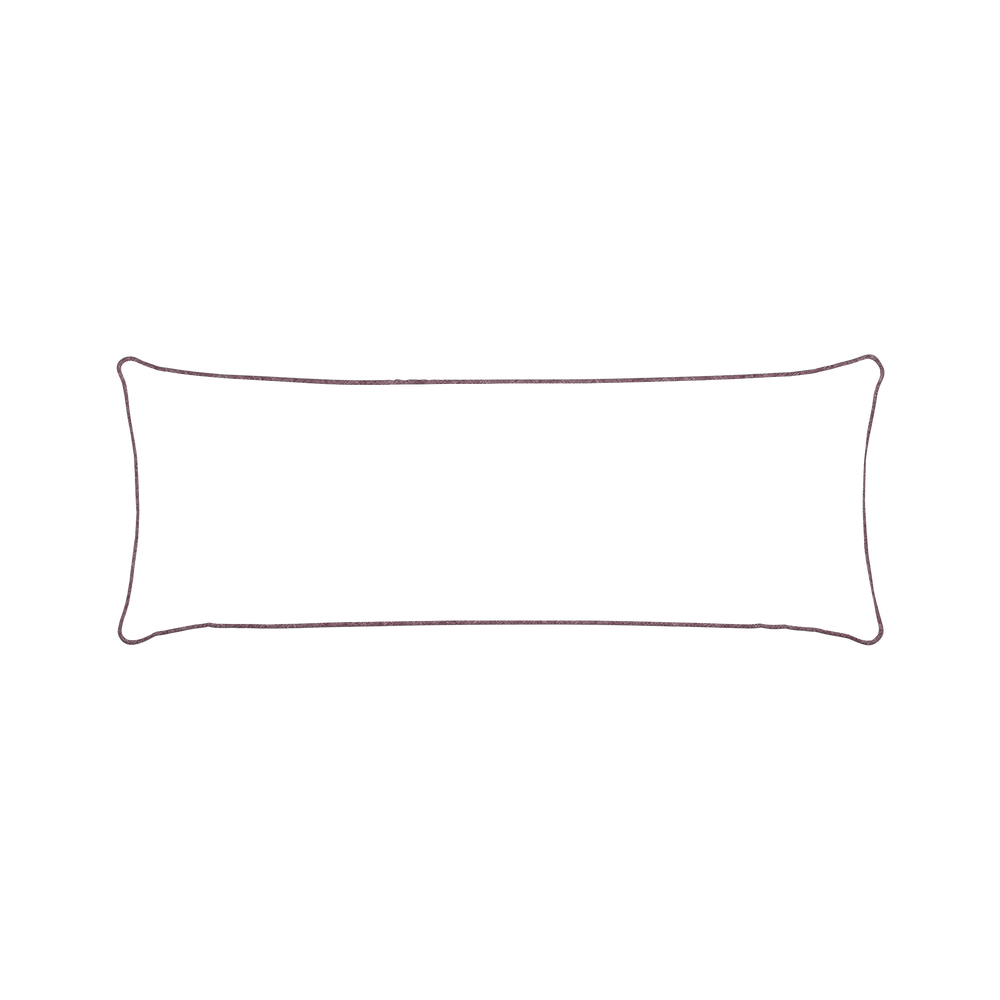Xl-lumbar beatrice custom embroidered wavepillow with burgundy piping on white background