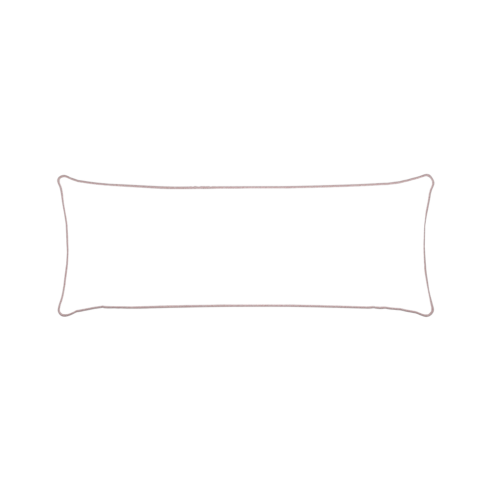 Xl-lumbar margot mist custom pillow with dahlia piping on white background