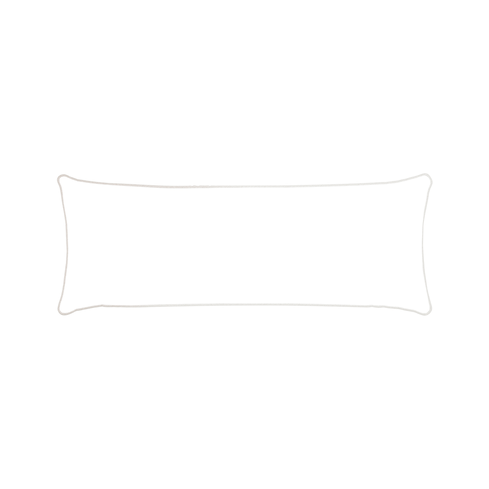 Xl-lumbar beatrice custom embroidered wavepillow with ivory piping on white background