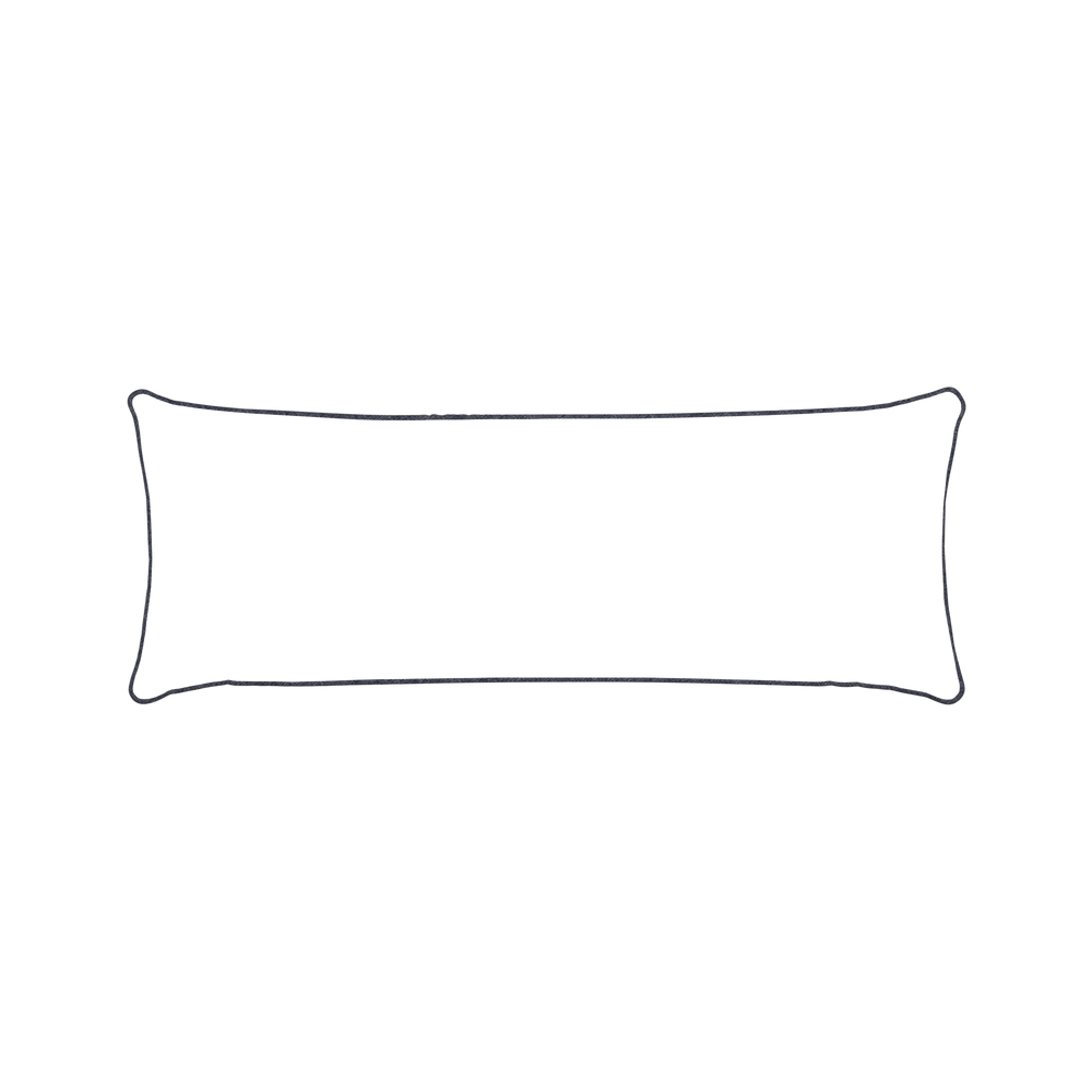 Xl-lumbar beatrice custom embroidered wavepillow with midnight piping on white background