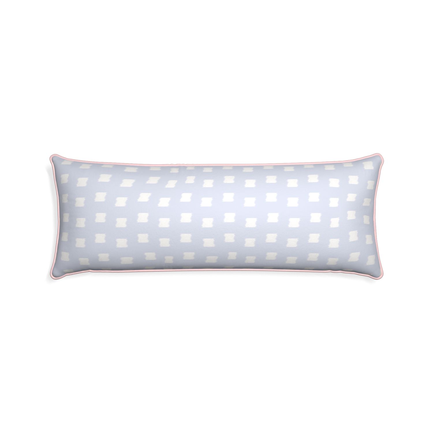 Xl-lumbar denton custom sky blue patternpillow with petal piping on white background
