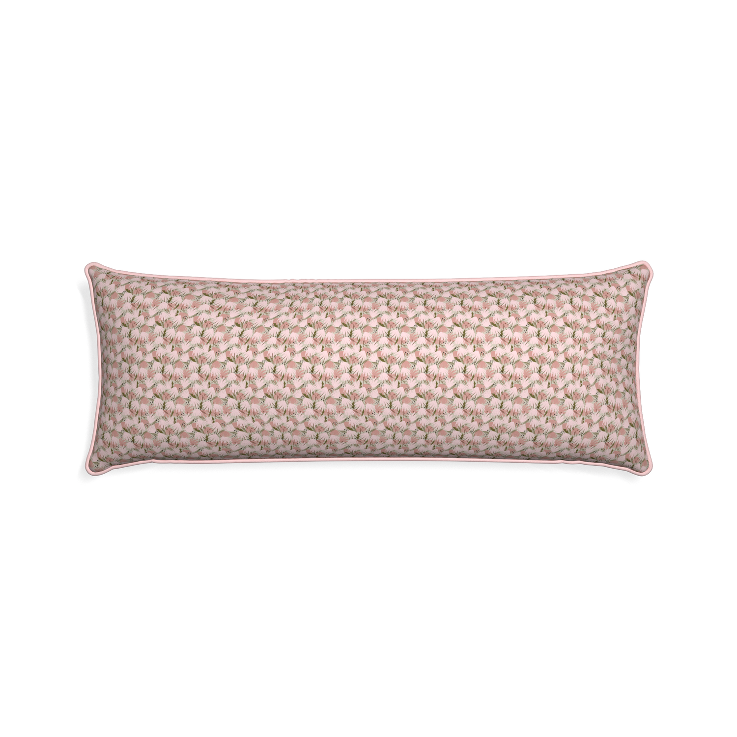 Xl-lumbar eden pink custom pink floralpillow with petal piping on white background