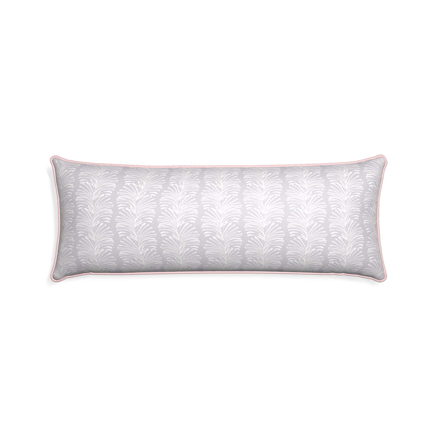 Xl-lumbar emma lavender custom pillow with petal piping on white background