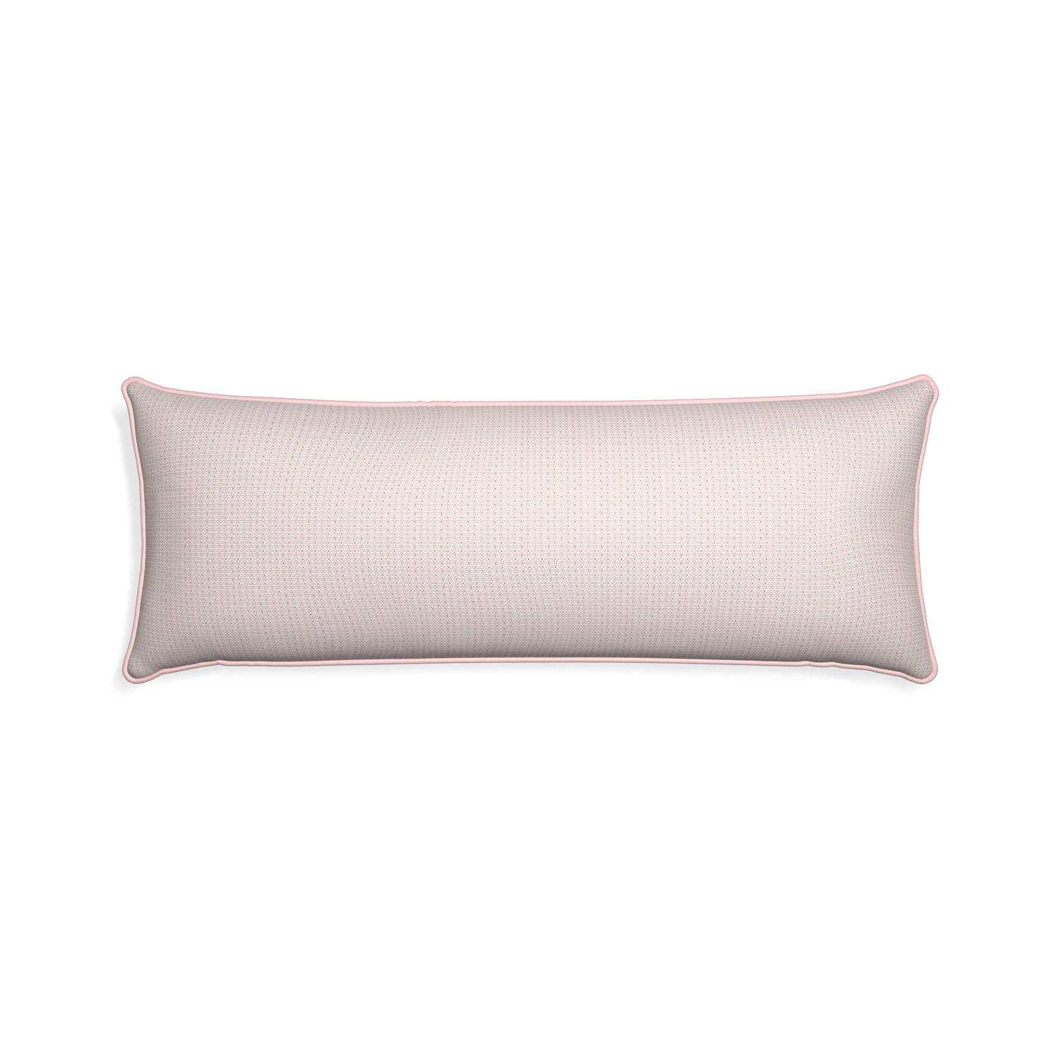 Xl-lumbar loomi pink custom pillow with petal piping on white background