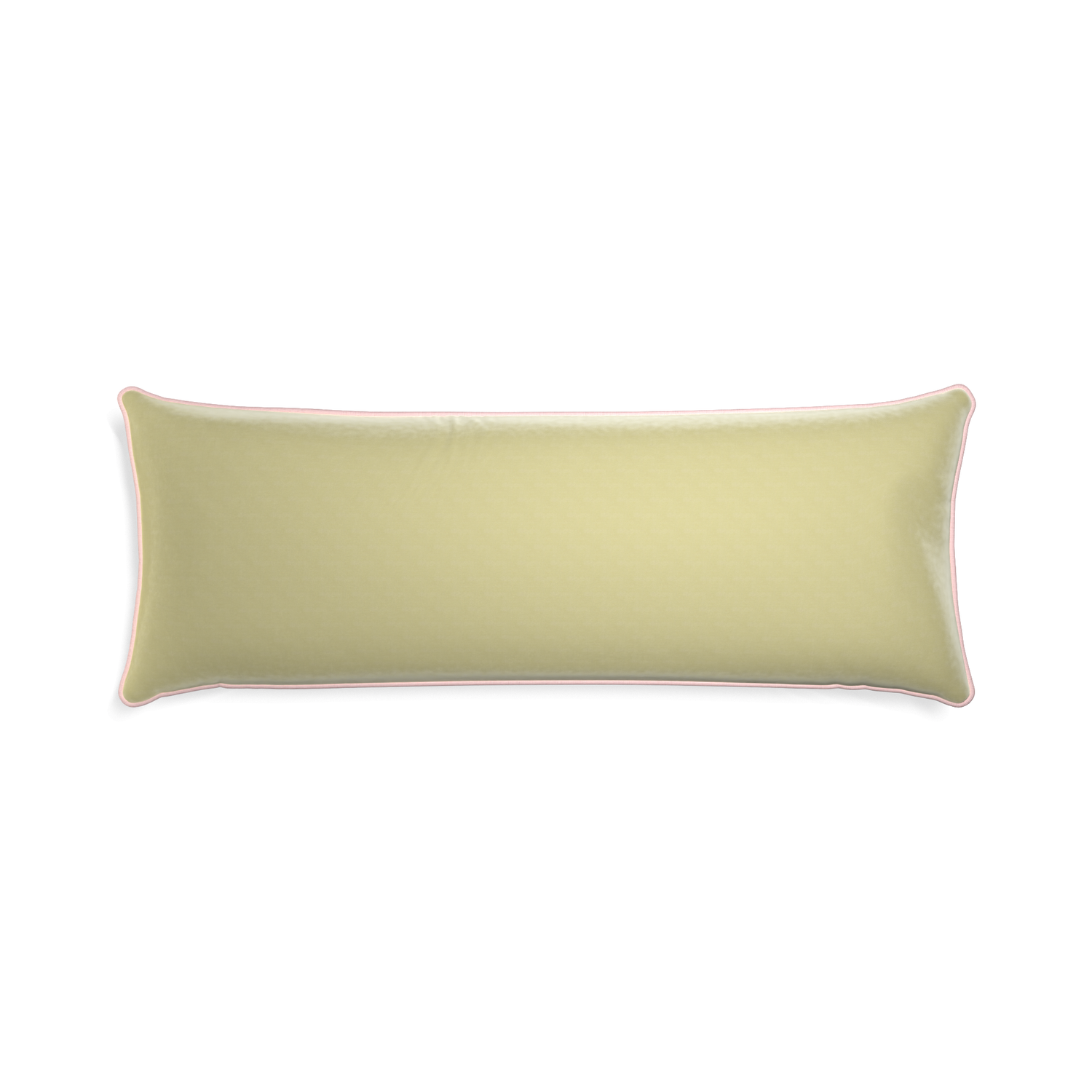 rectangle light green velvet pillow with light pink piping