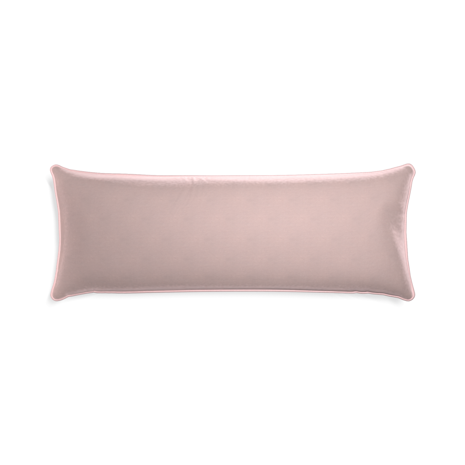 Xl-lumbar rose velvet custom pillow with petal piping on white background